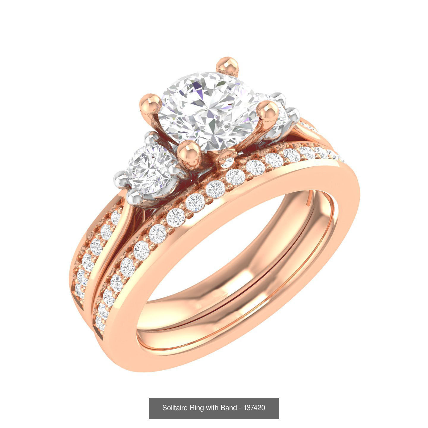 224  Solitaire Rings with bands 3dm stl renders details 3D Model Collection_241
