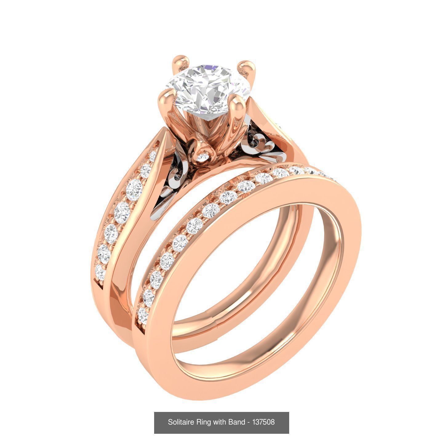 224  Solitaire Rings with bands 3dm stl renders details 3D Model Collection_199