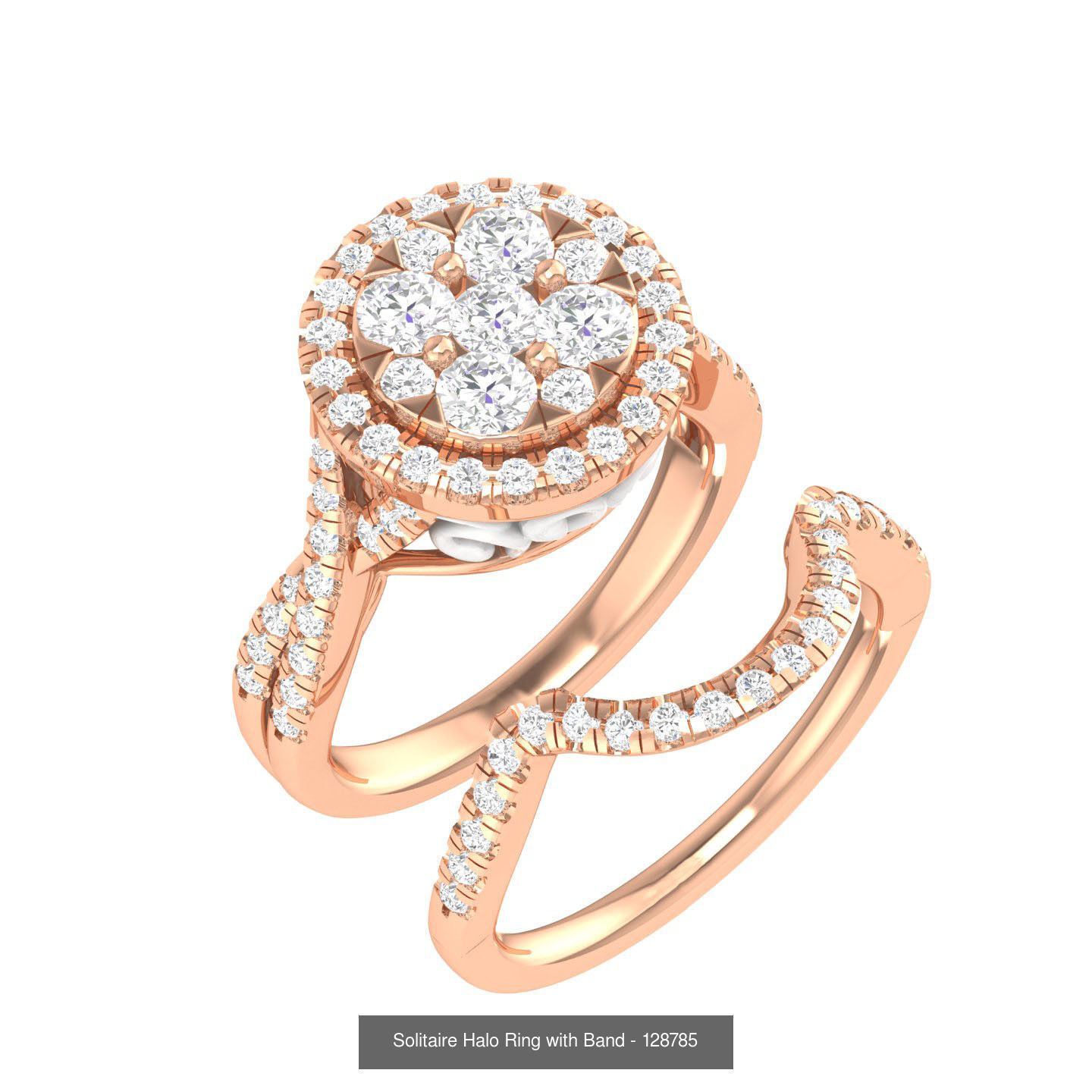 224  Solitaire Rings with bands 3dm stl renders details 3D Model Collection_313