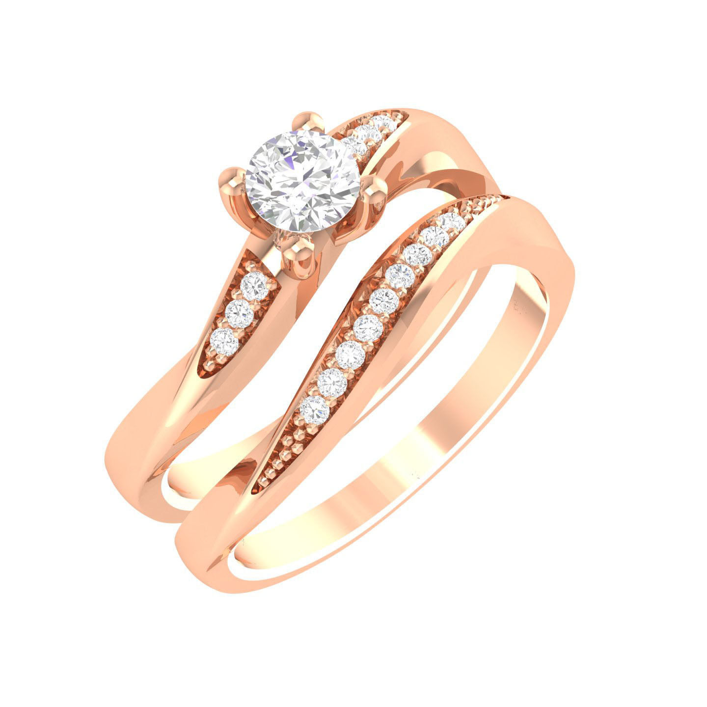 224  Solitaire Rings with bands 3dm stl renders details 3D Model Collection_216