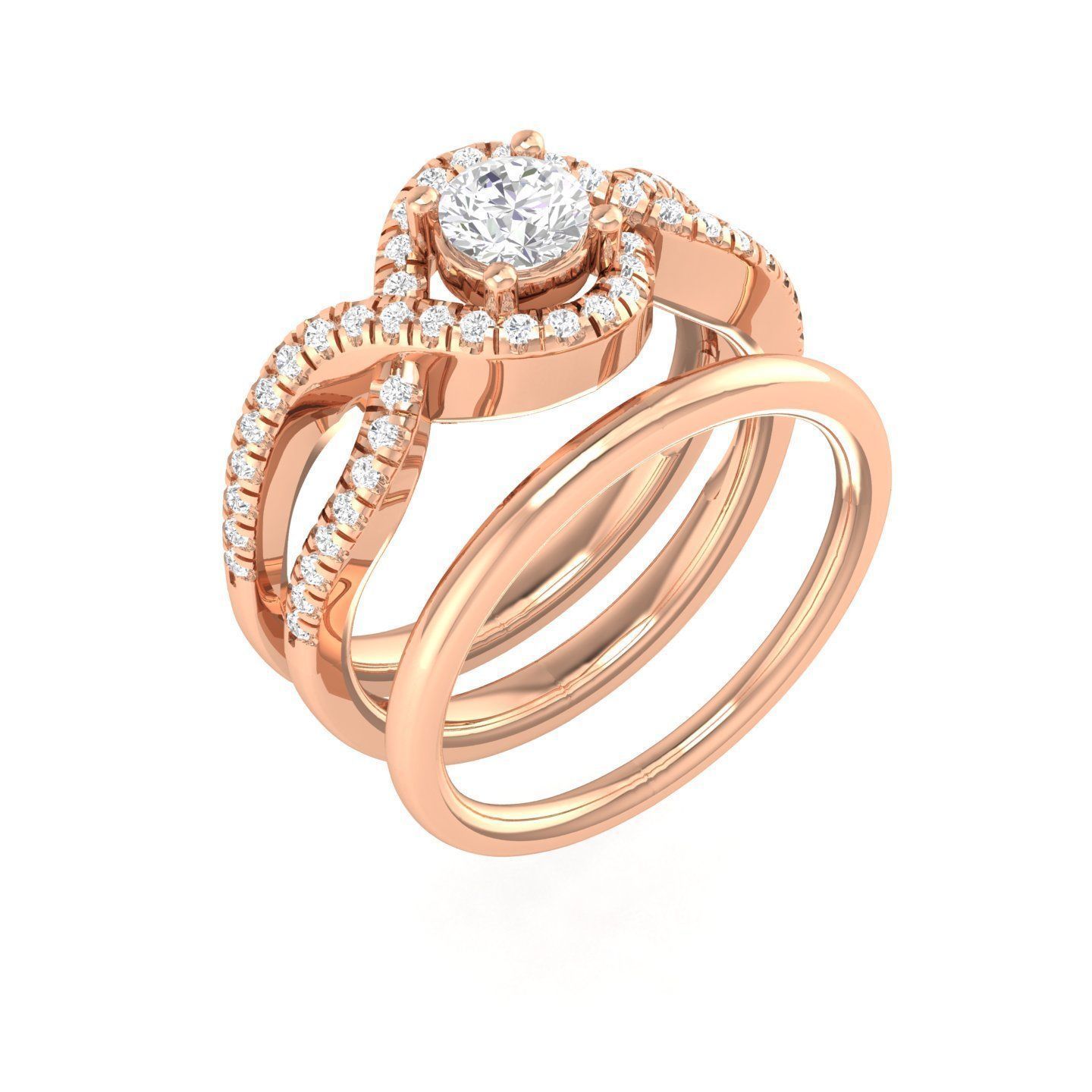 224  Solitaire Rings with bands 3dm stl renders details 3D Model Collection_11