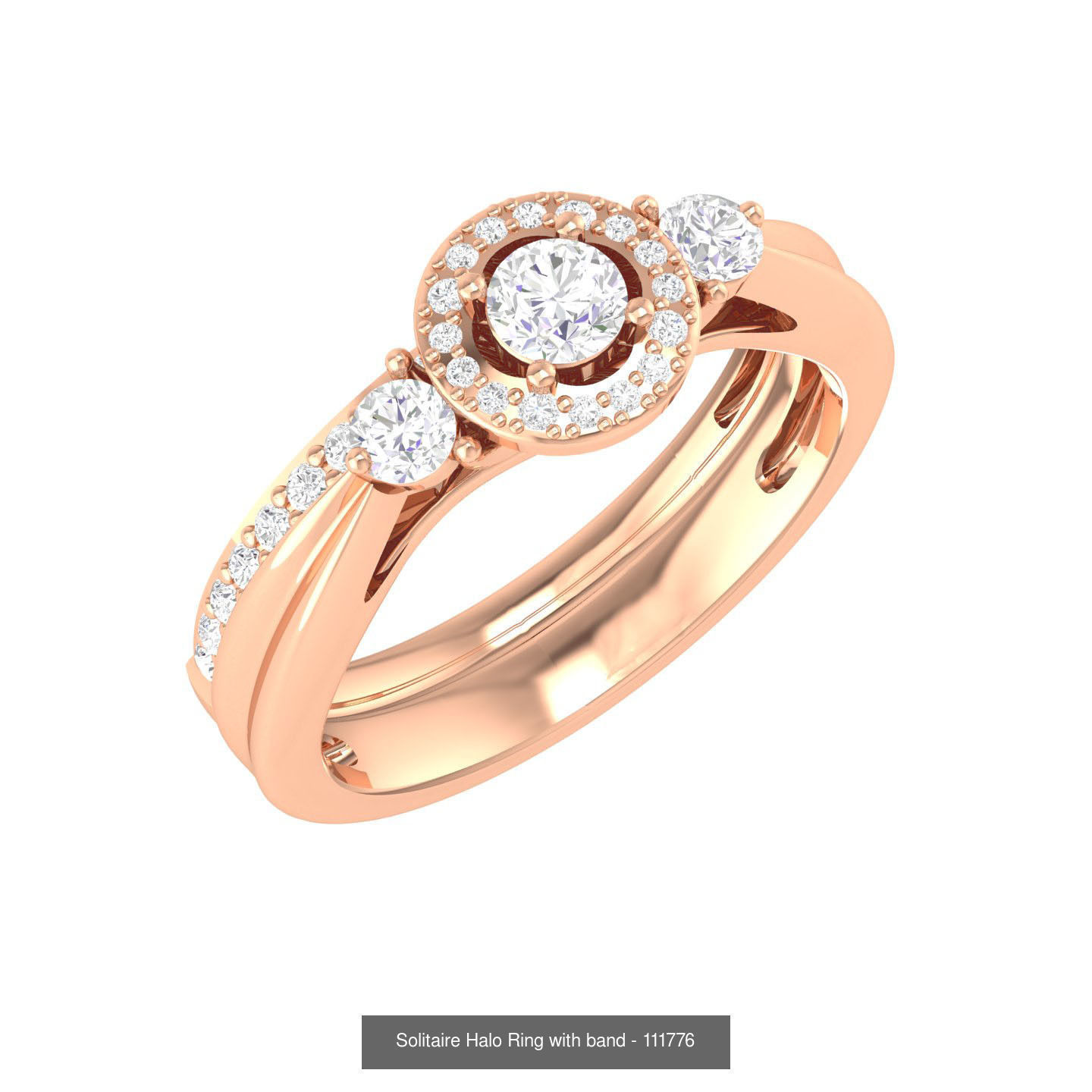 224  Solitaire Rings with bands 3dm stl renders details 3D Model Collection_339