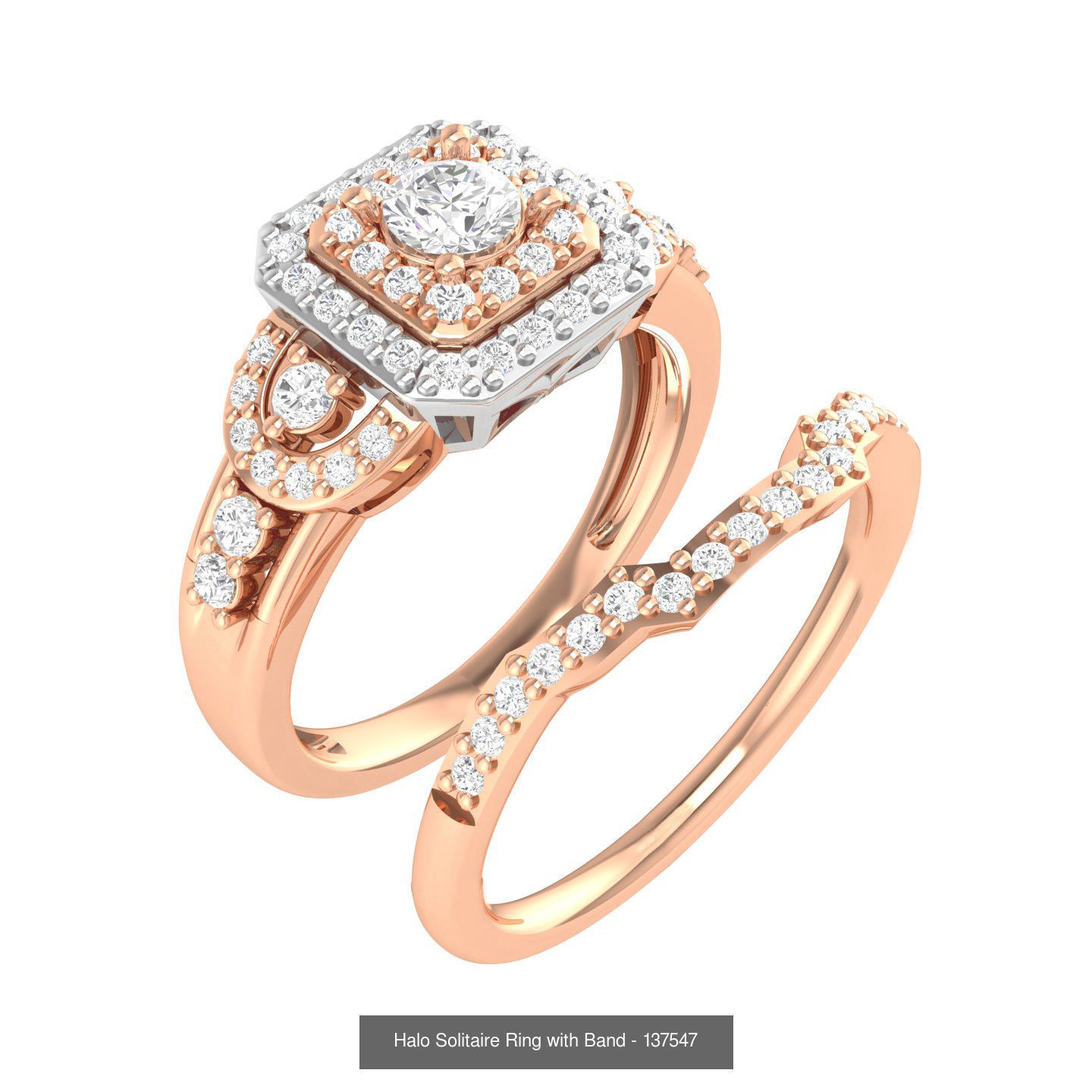 224  Solitaire Rings with bands 3dm stl renders details 3D Model Collection_175