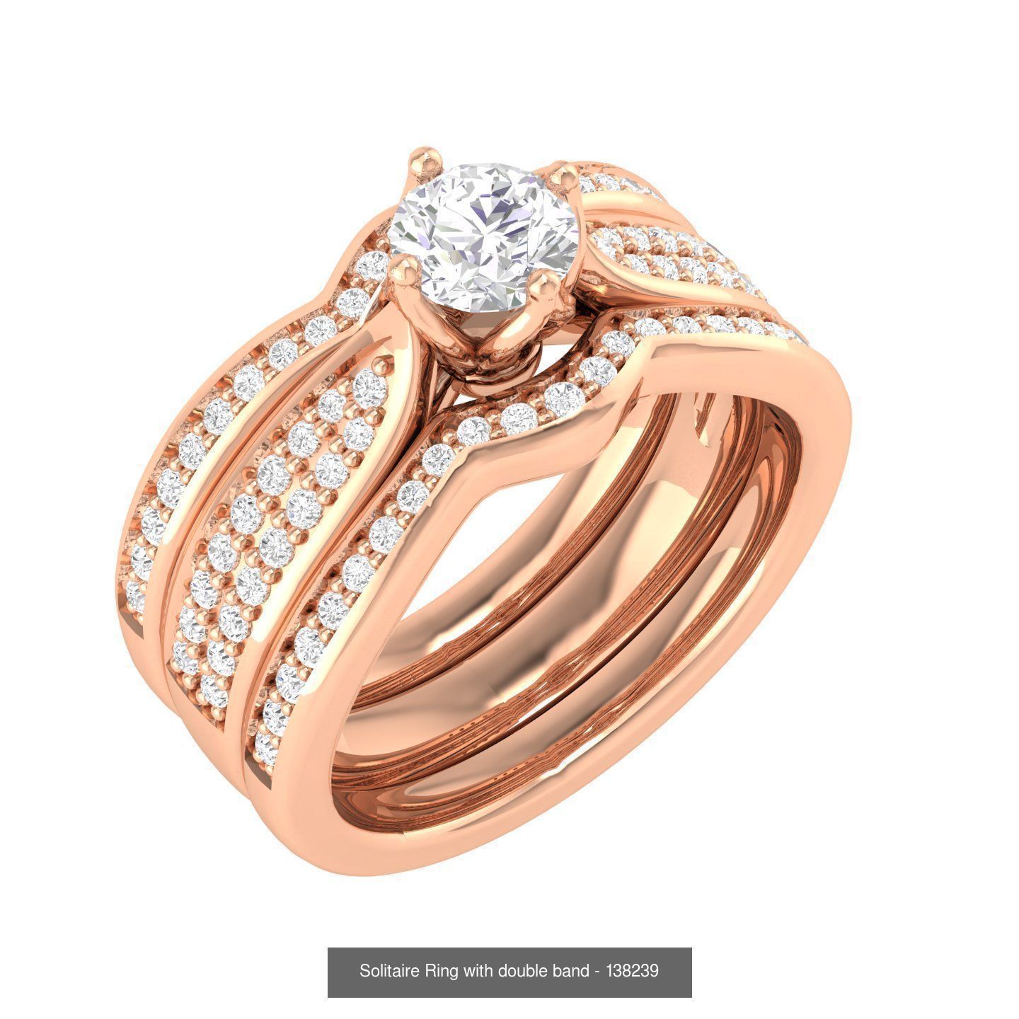 224  Solitaire Rings with bands 3dm stl renders details 3D Model Collection_75