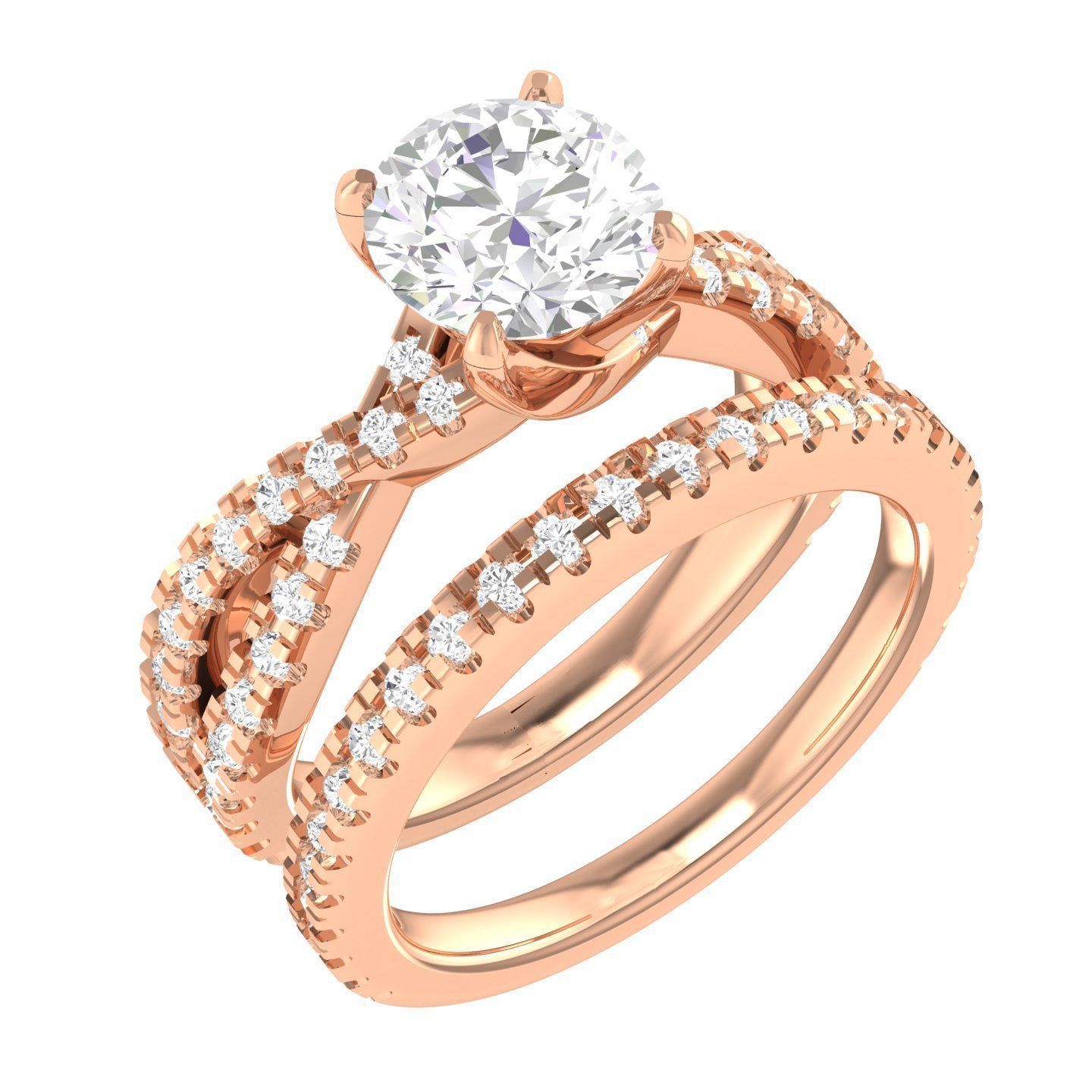 224  Solitaire Rings with bands 3dm stl renders details 3D Model Collection_128