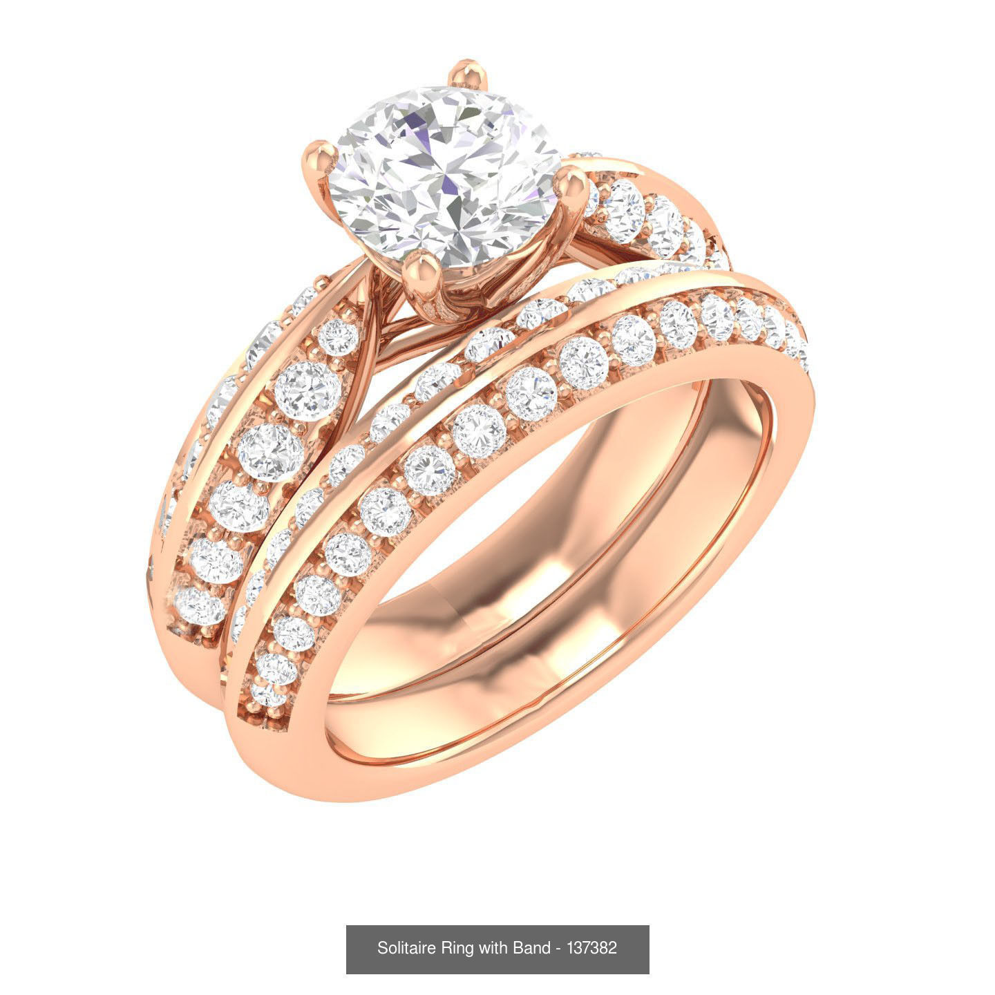 224  Solitaire Rings with bands 3dm stl renders details 3D Model Collection_265