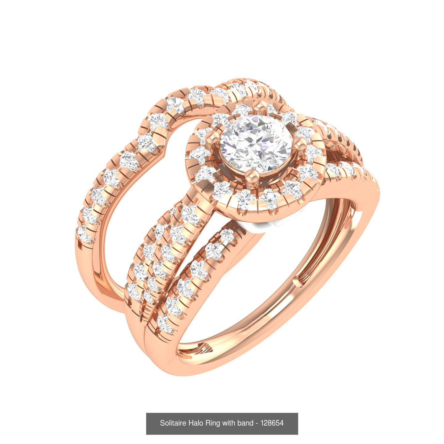 224  Solitaire Rings with bands 3dm stl renders details 3D Model Collection_326