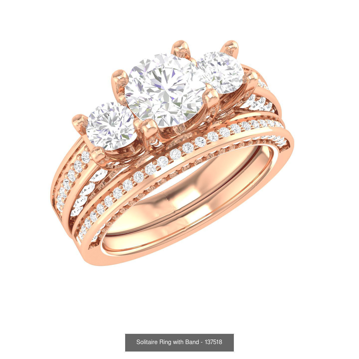 224  Solitaire Rings with bands 3dm stl renders details 3D Model Collection_191