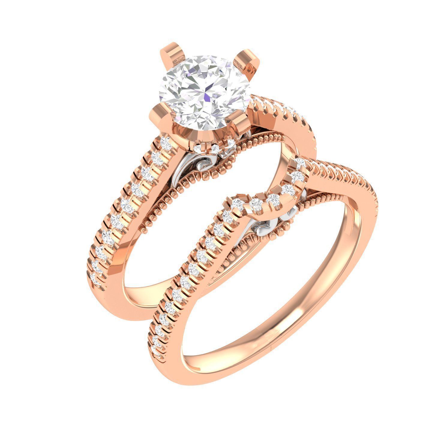 224  Solitaire Rings with bands 3dm stl renders details 3D Model Collection_32