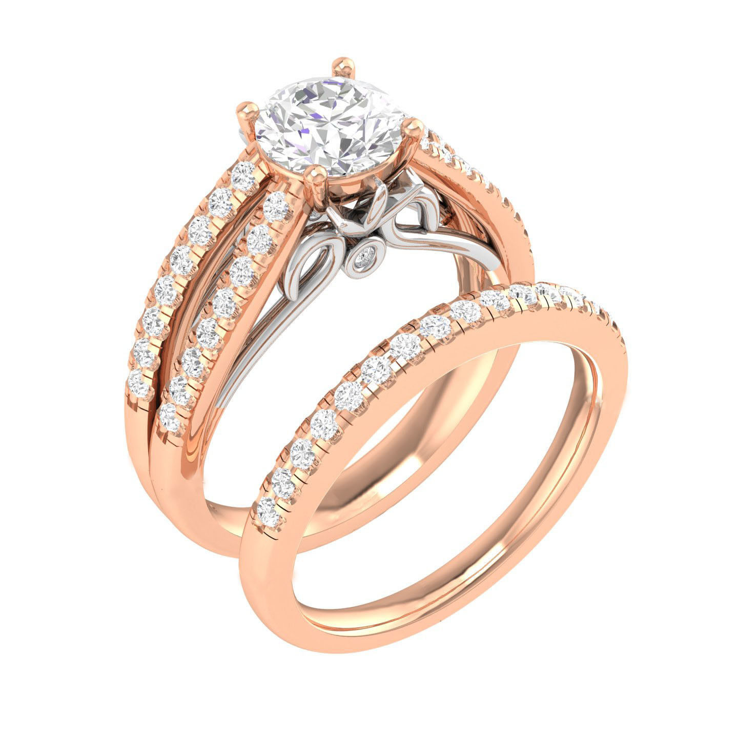 224  Solitaire Rings with bands 3dm stl renders details 3D Model Collection_56