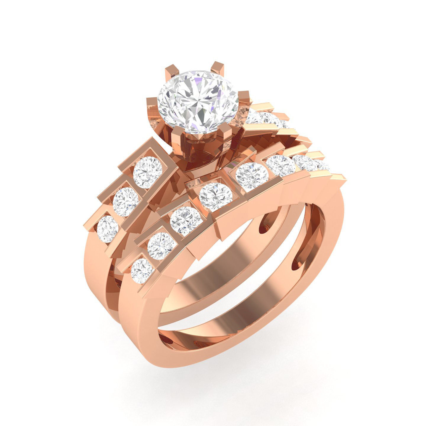 224  Solitaire Rings with bands 3dm stl renders details 3D Model Collection_194