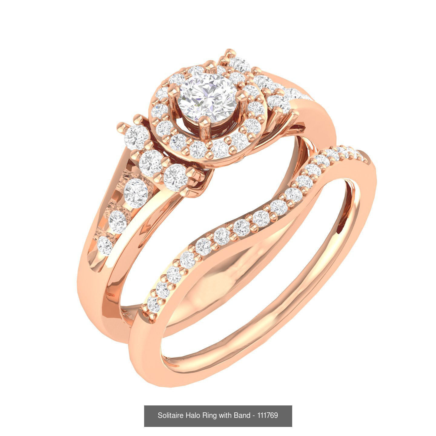 224  Solitaire Rings with bands 3dm stl renders details 3D Model Collection_341