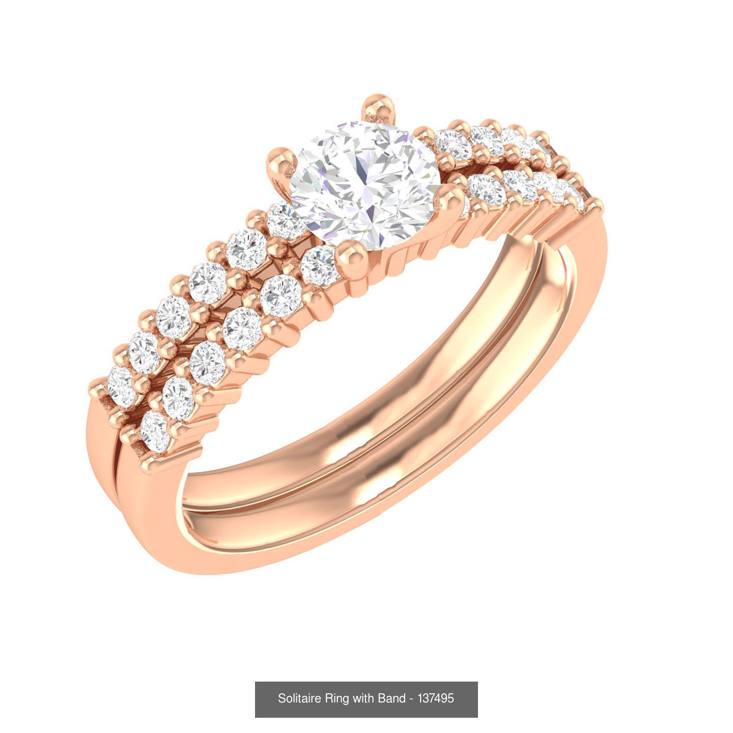 224  Solitaire Rings with bands 3dm stl renders details 3D Model Collection_205