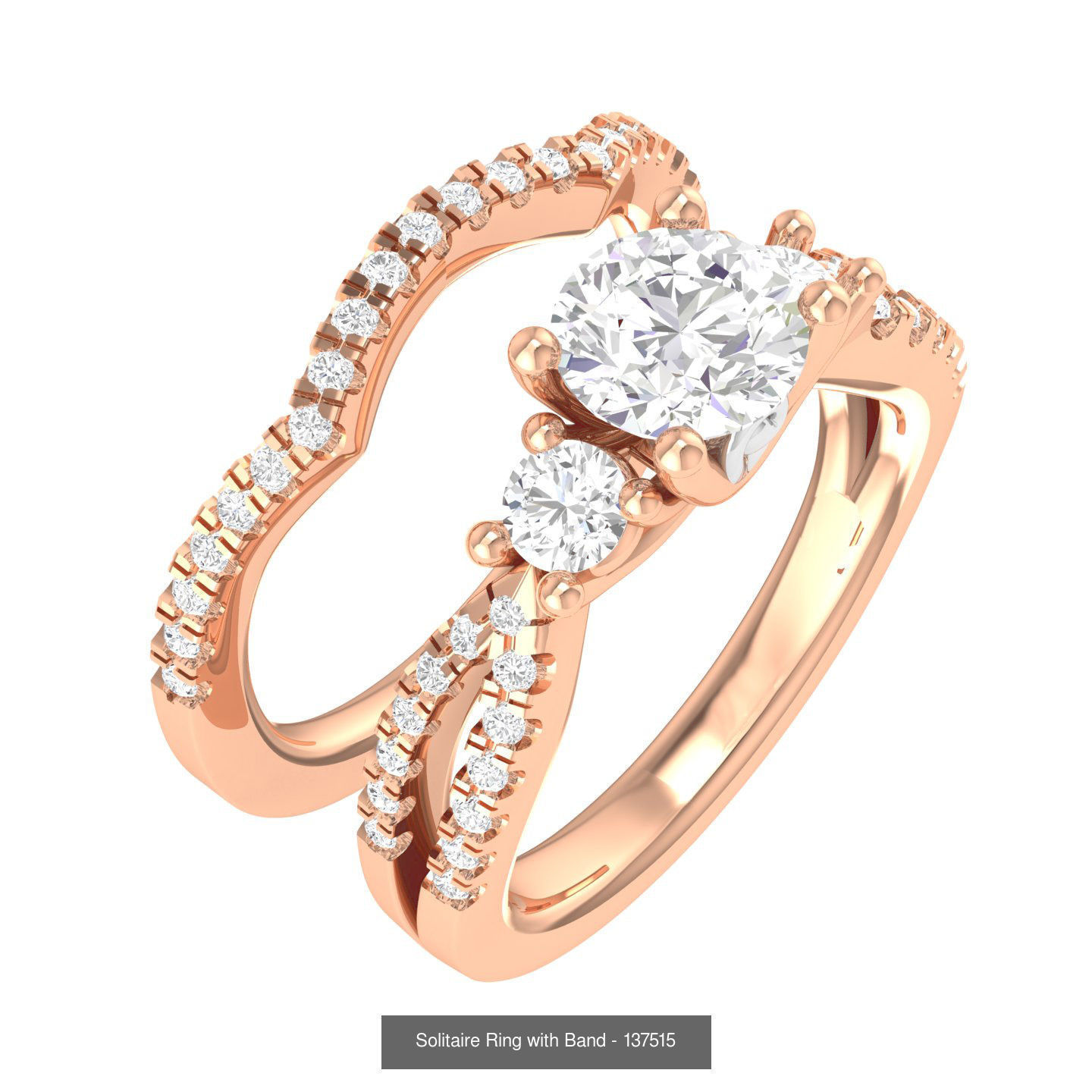224  Solitaire Rings with bands 3dm stl renders details 3D Model Collection_195
