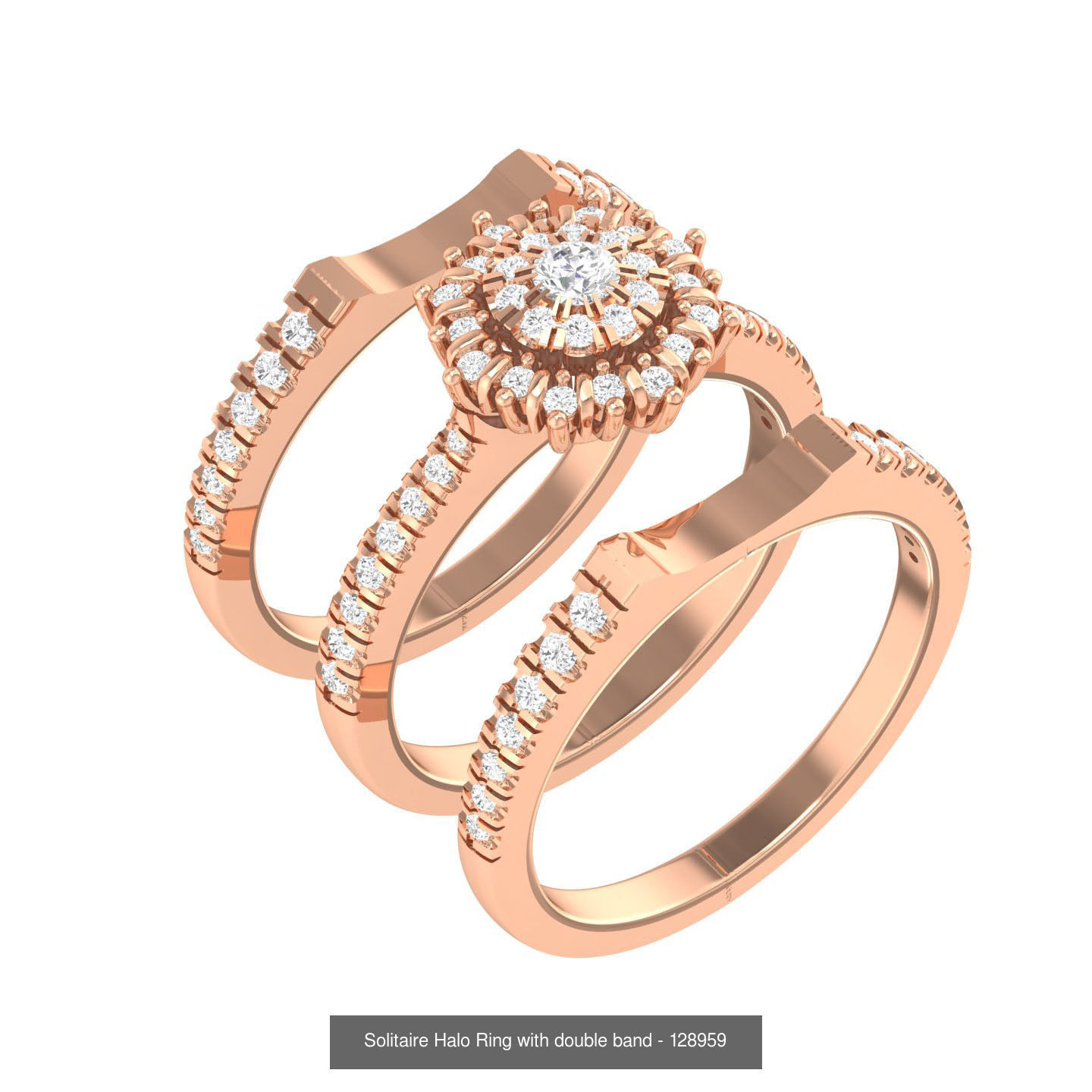 224  Solitaire Rings with bands 3dm stl renders details 3D Model Collection_310