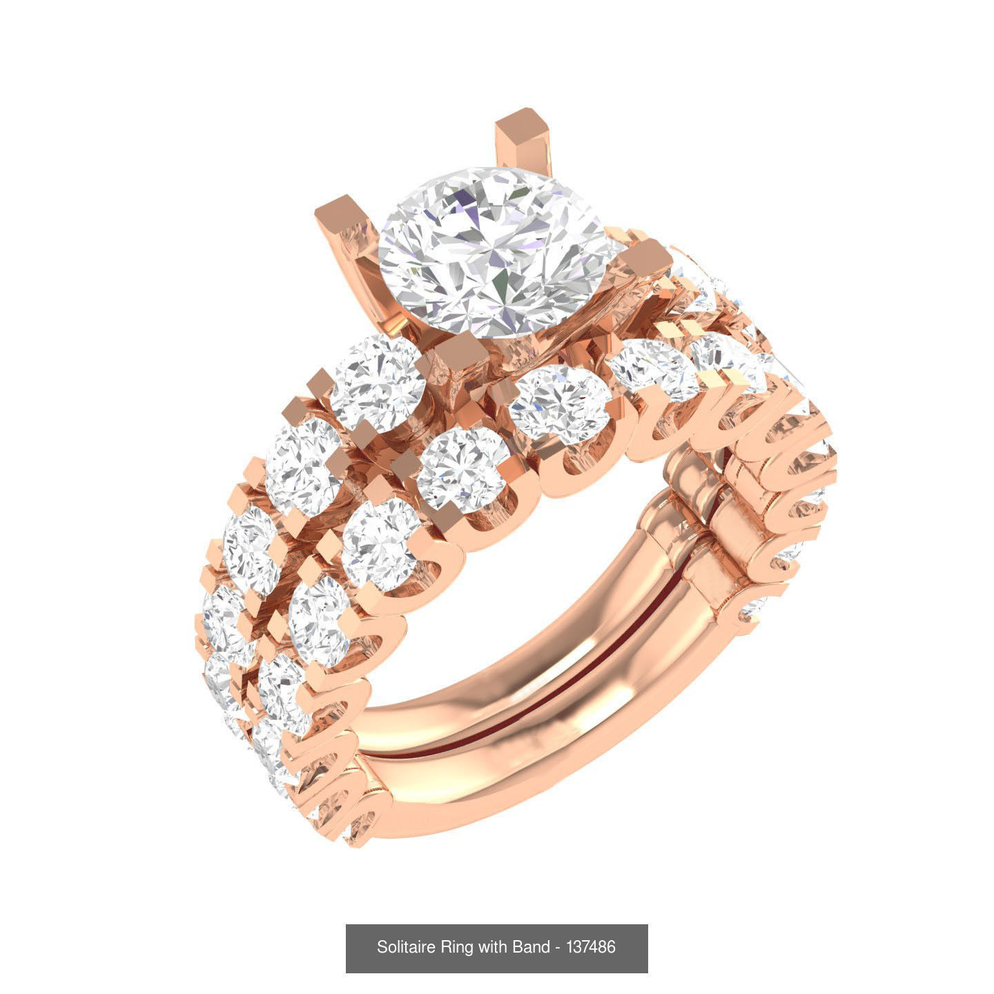 224  Solitaire Rings with bands 3dm stl renders details 3D Model Collection_215
