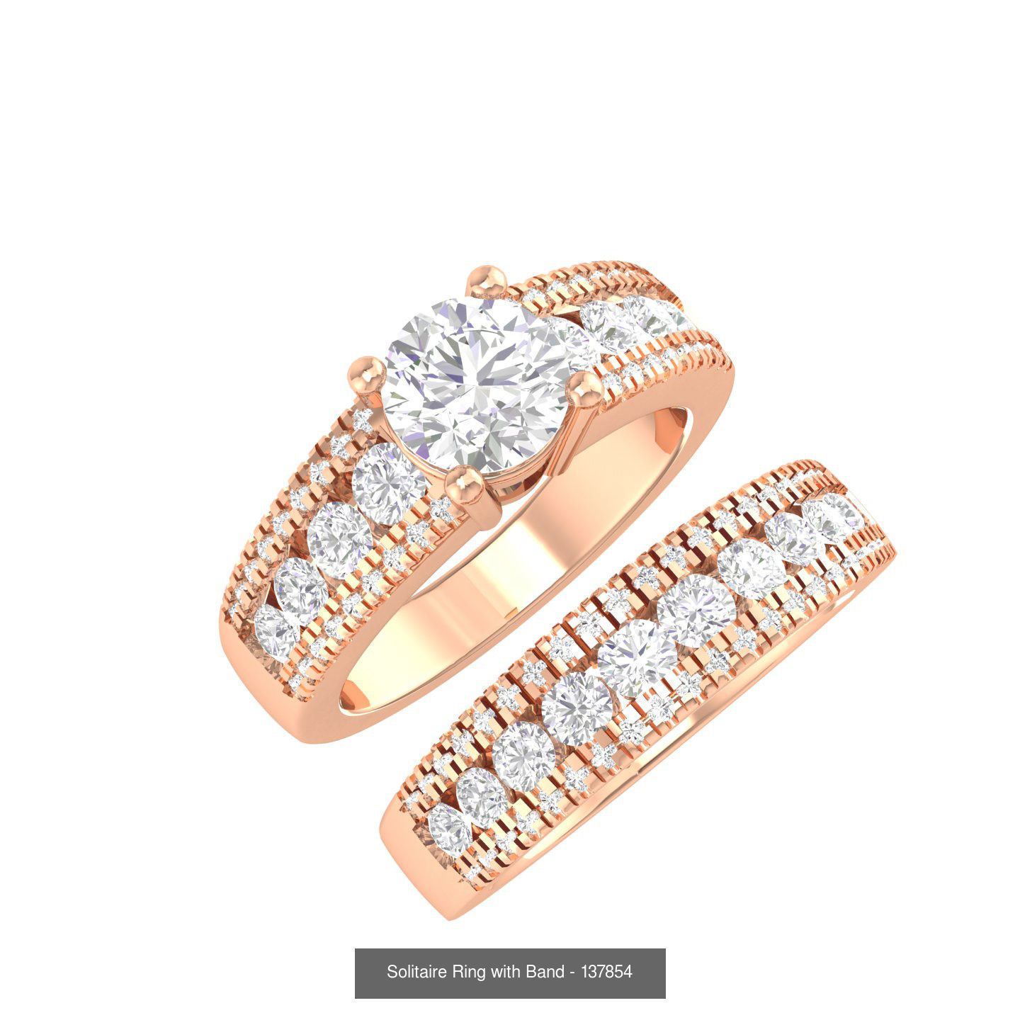 224  Solitaire Rings with bands 3dm stl renders details 3D Model Collection_111