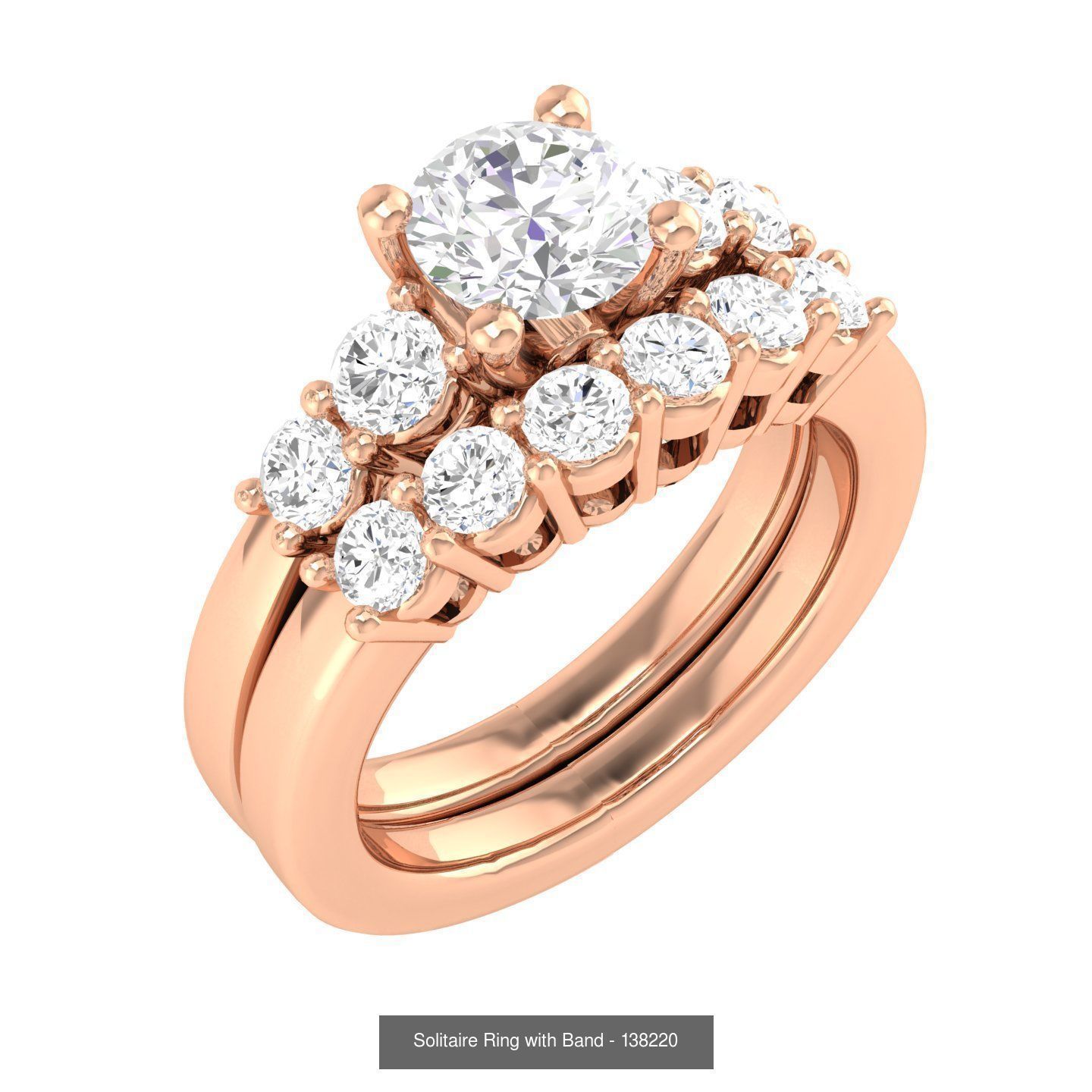 224  Solitaire Rings with bands 3dm stl renders details 3D Model Collection_79