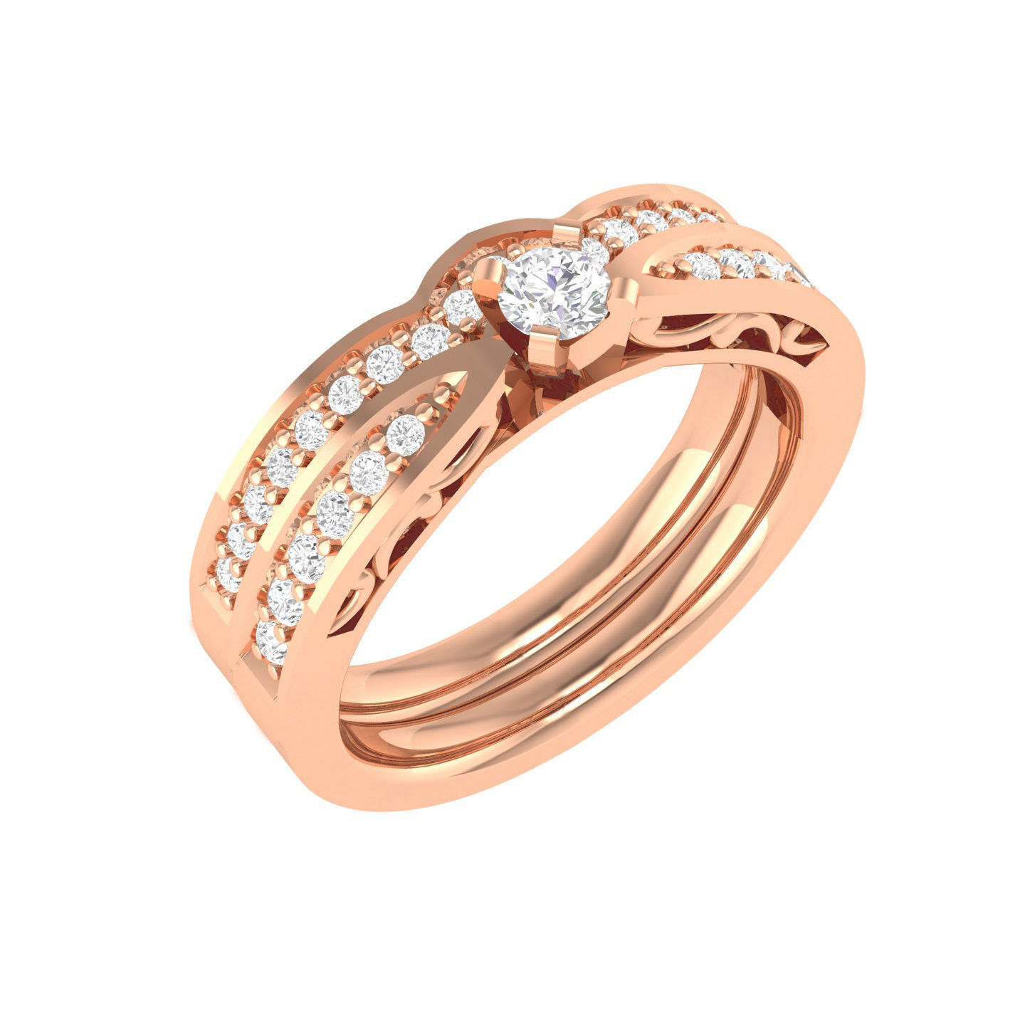 224  Solitaire Rings with bands 3dm stl renders details 3D Model Collection_96