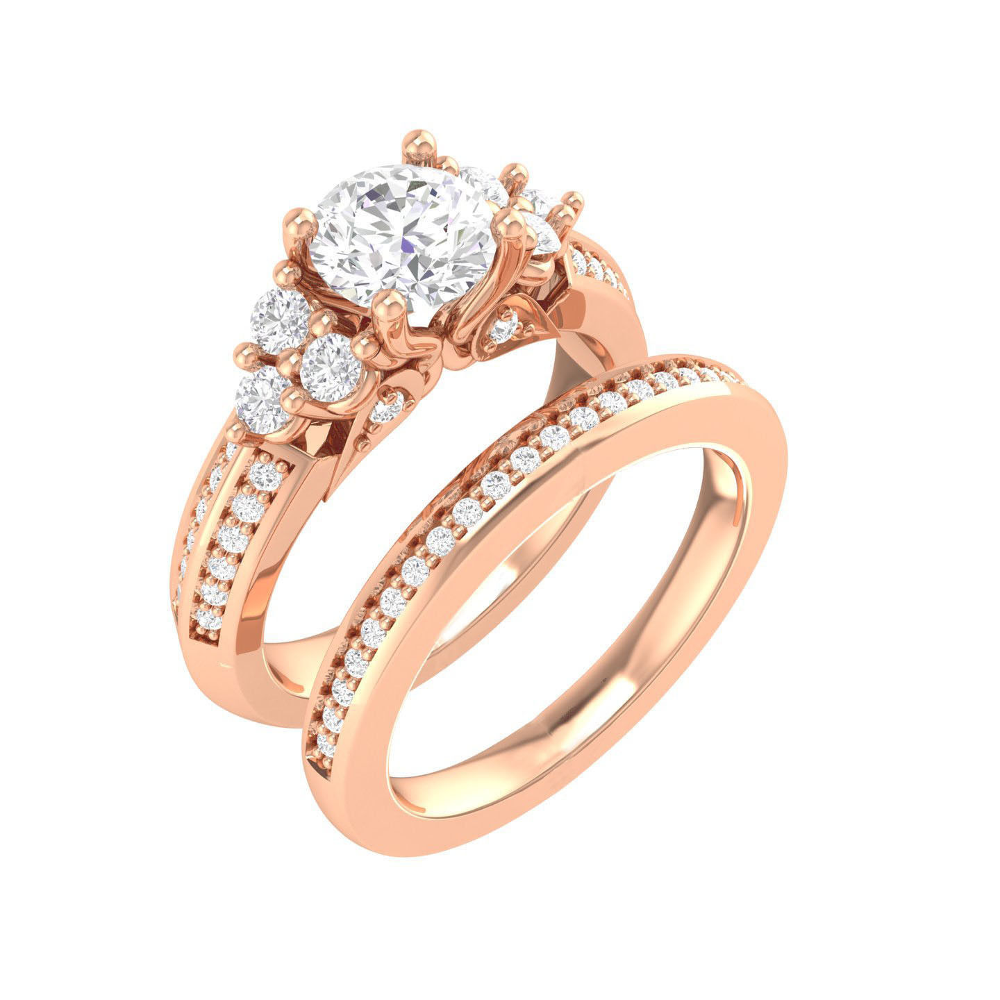 224  Solitaire Rings with bands 3dm stl renders details 3D Model Collection_20
