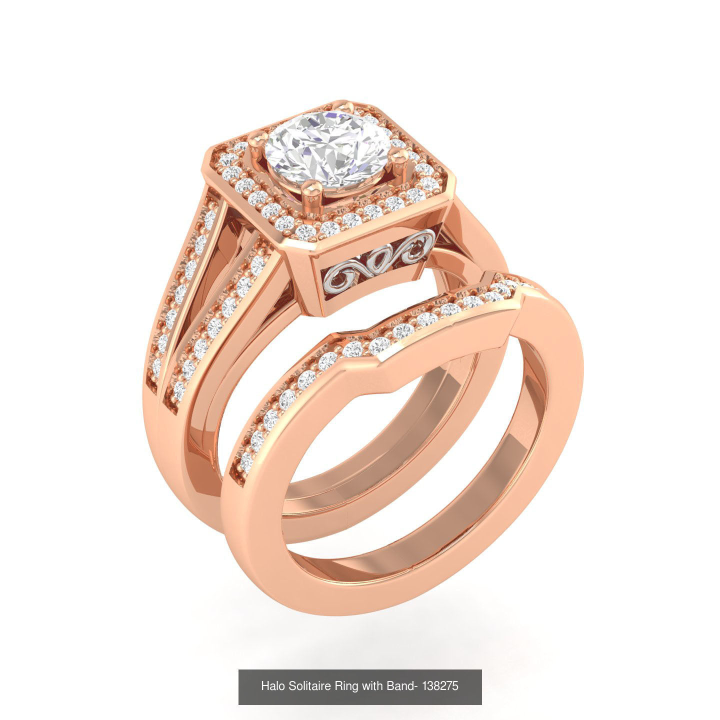 224  Solitaire Rings with bands 3dm stl renders details 3D Model Collection_71