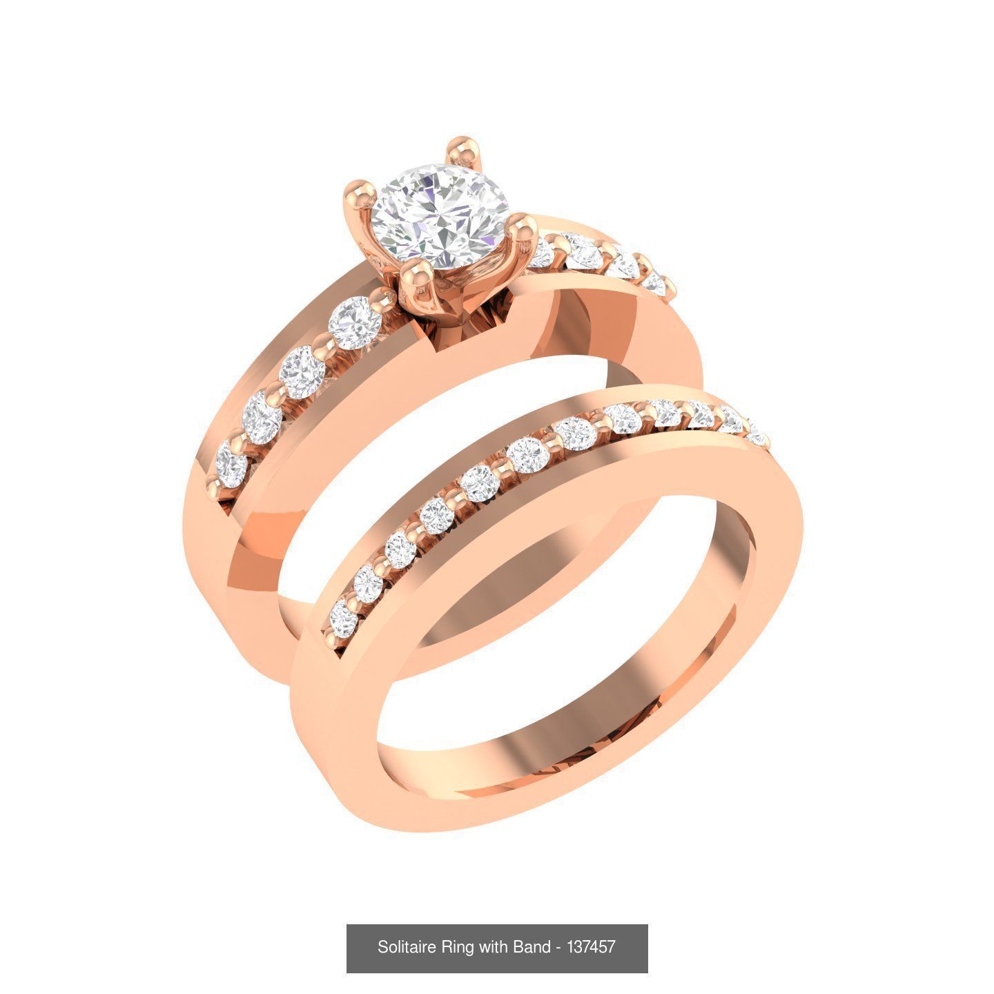 224  Solitaire Rings with bands 3dm stl renders details 3D Model Collection_219