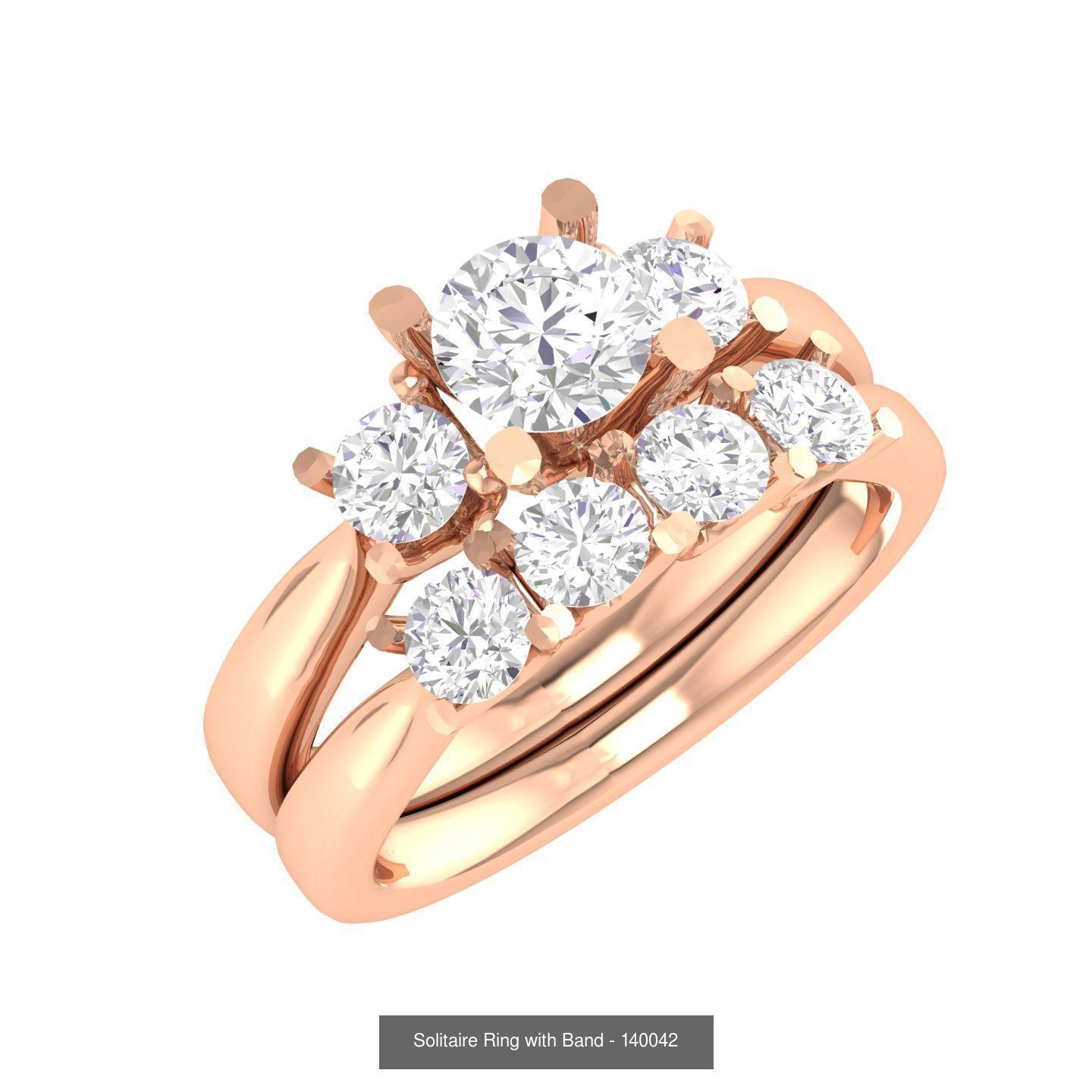 224  Solitaire Rings with bands 3dm stl renders details 3D Model Collection_53