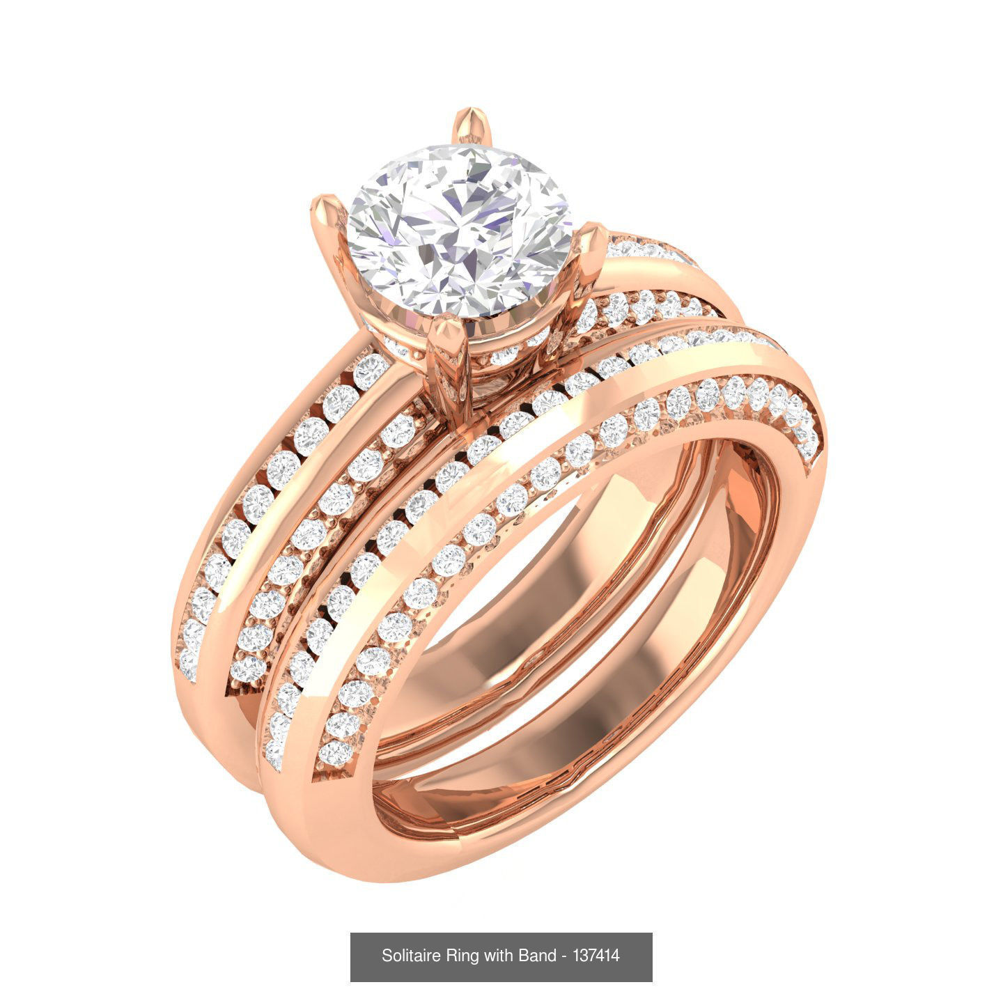 224  Solitaire Rings with bands 3dm stl renders details 3D Model Collection_247