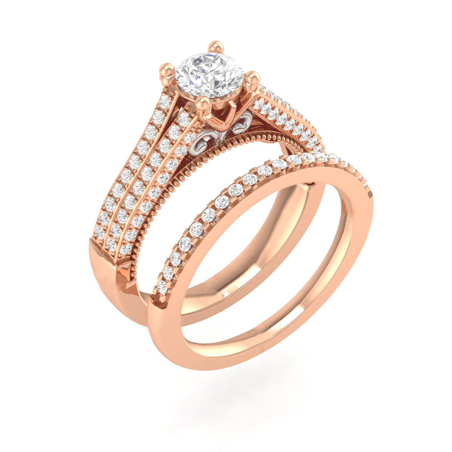 224  Solitaire Rings with bands 3dm stl renders details 3D Model Collection_174