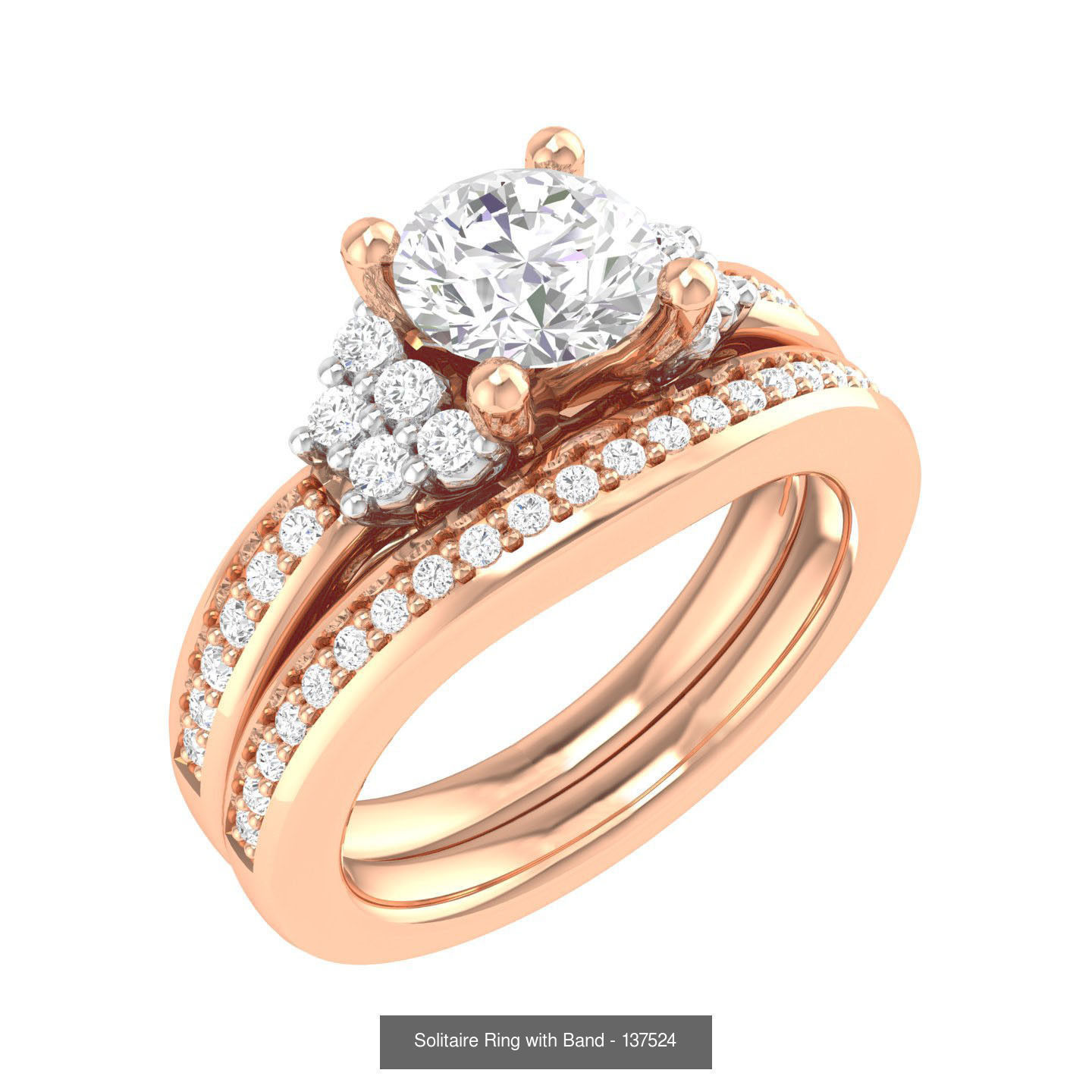 224  Solitaire Rings with bands 3dm stl renders details 3D Model Collection_187