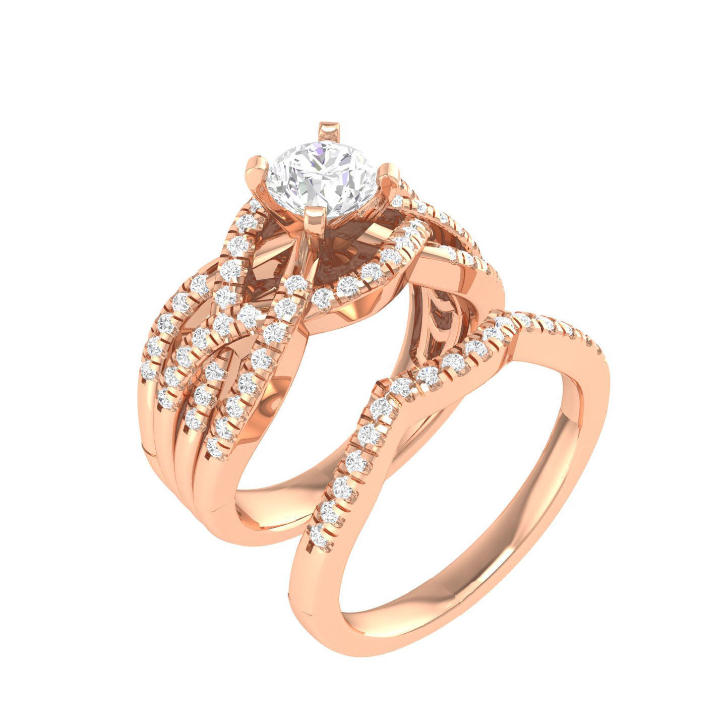 224  Solitaire Rings with bands 3dm stl renders details 3D Model Collection_284