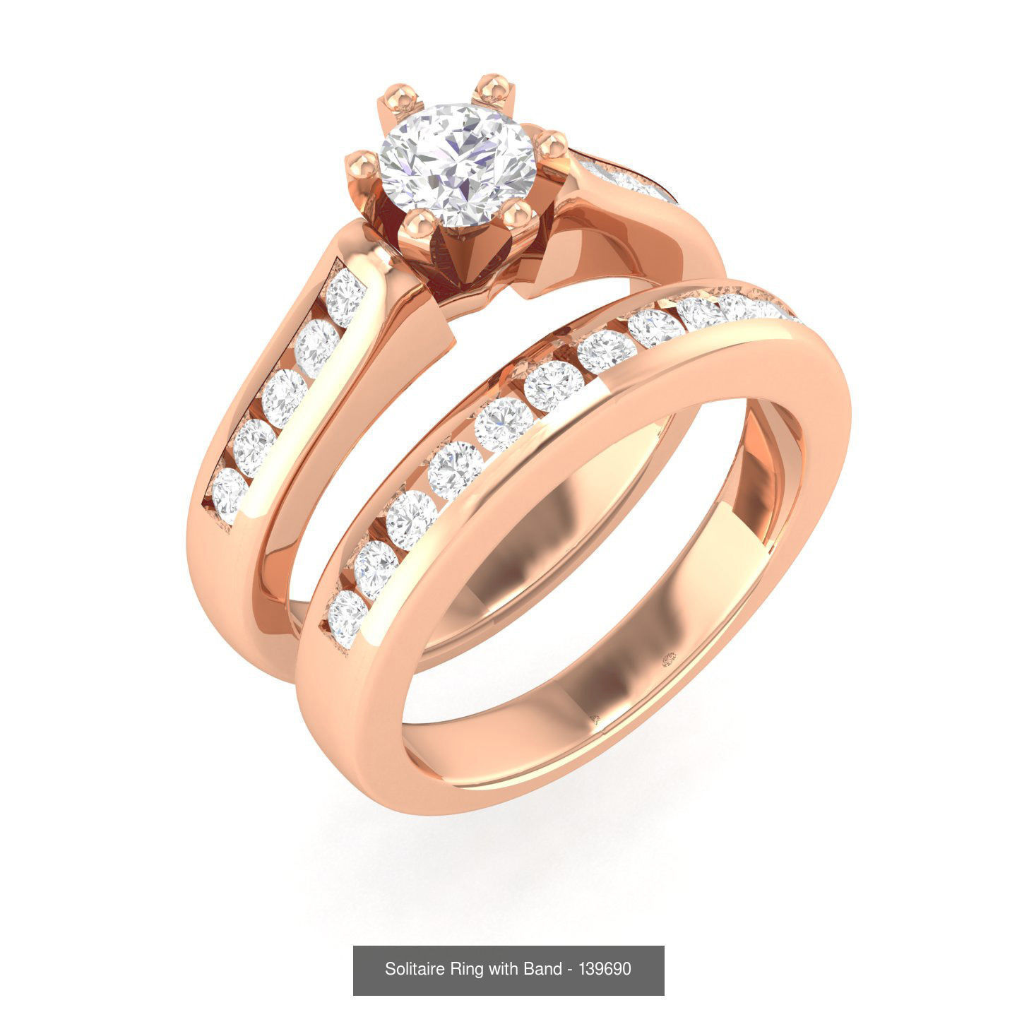 224  Solitaire Rings with bands 3dm stl renders details 3D Model Collection_69