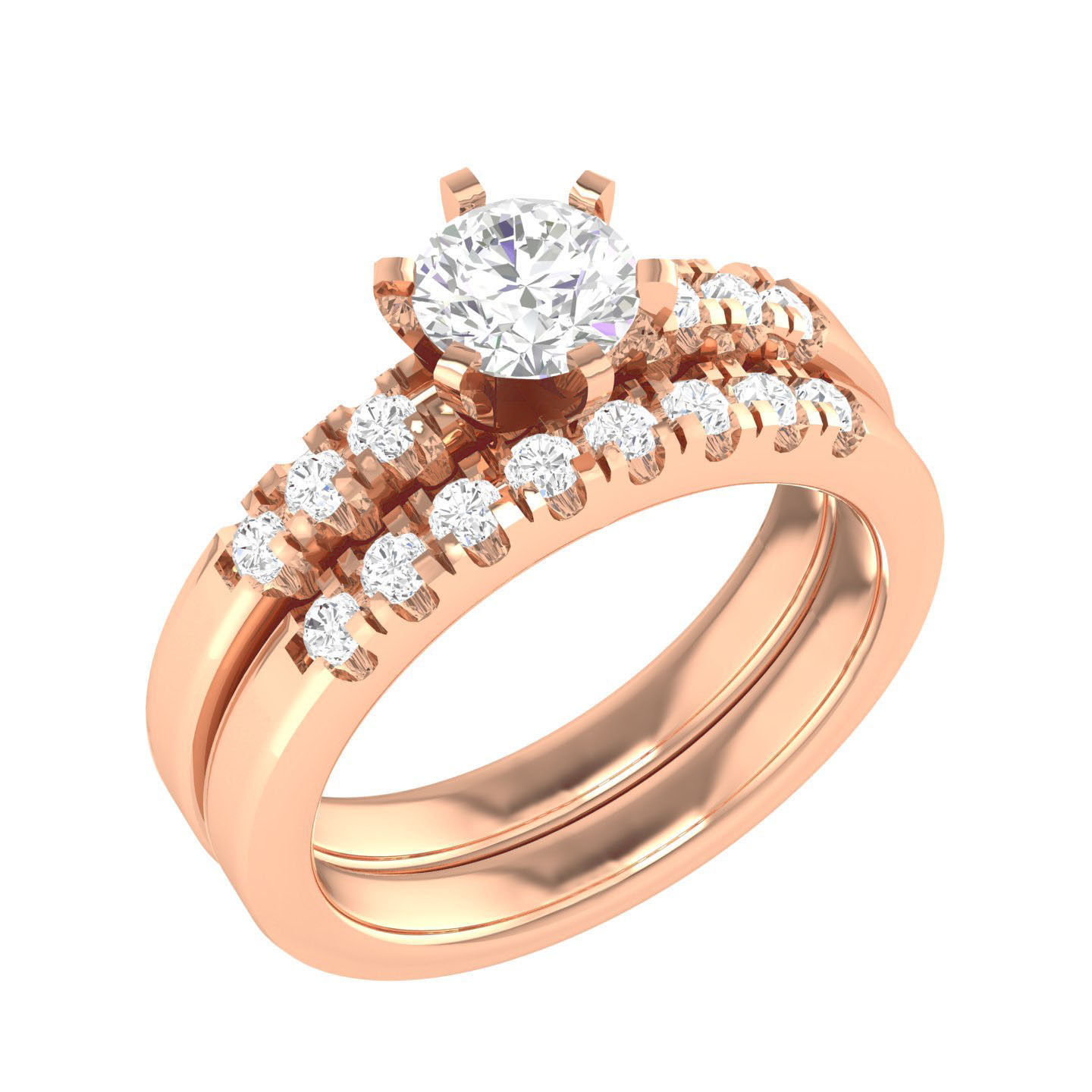 224  Solitaire Rings with bands 3dm stl renders details 3D Model Collection_228