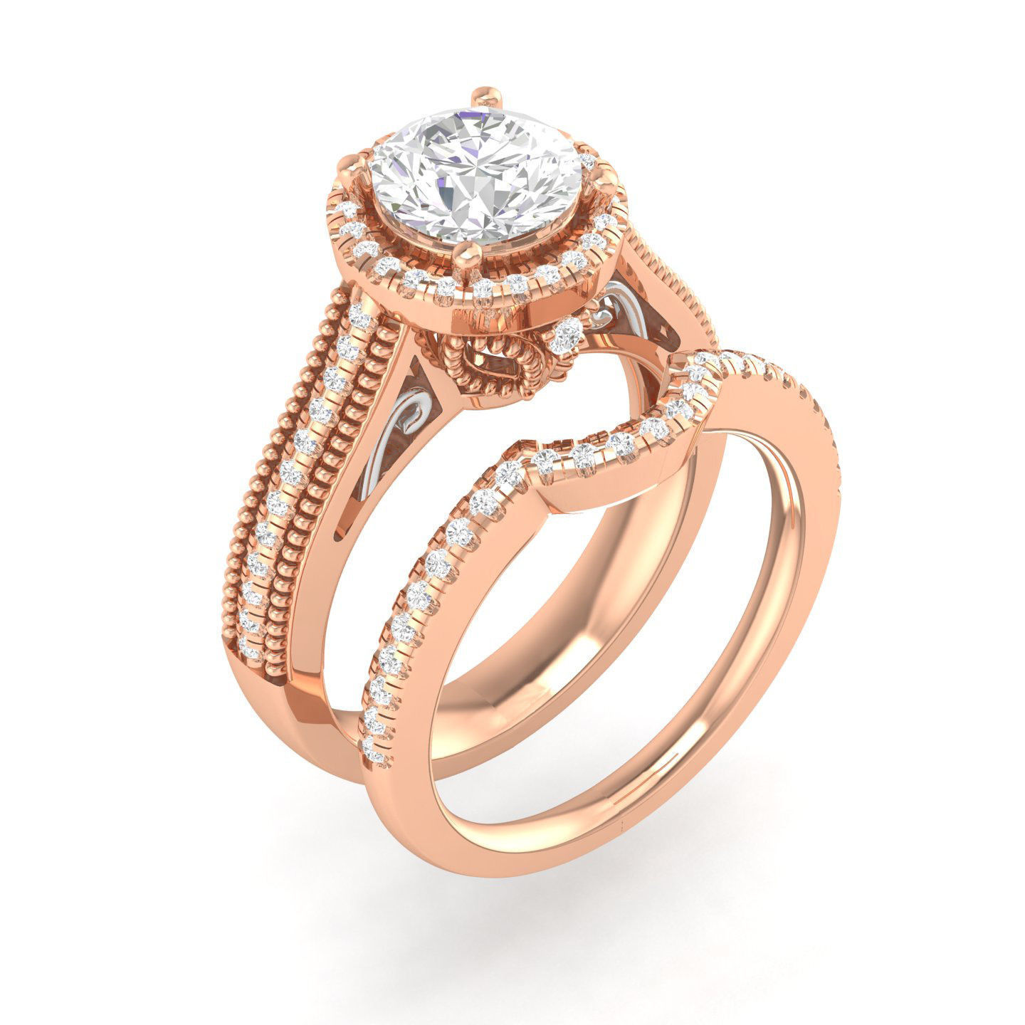 224  Solitaire Rings with bands 3dm stl renders details 3D Model Collection_112