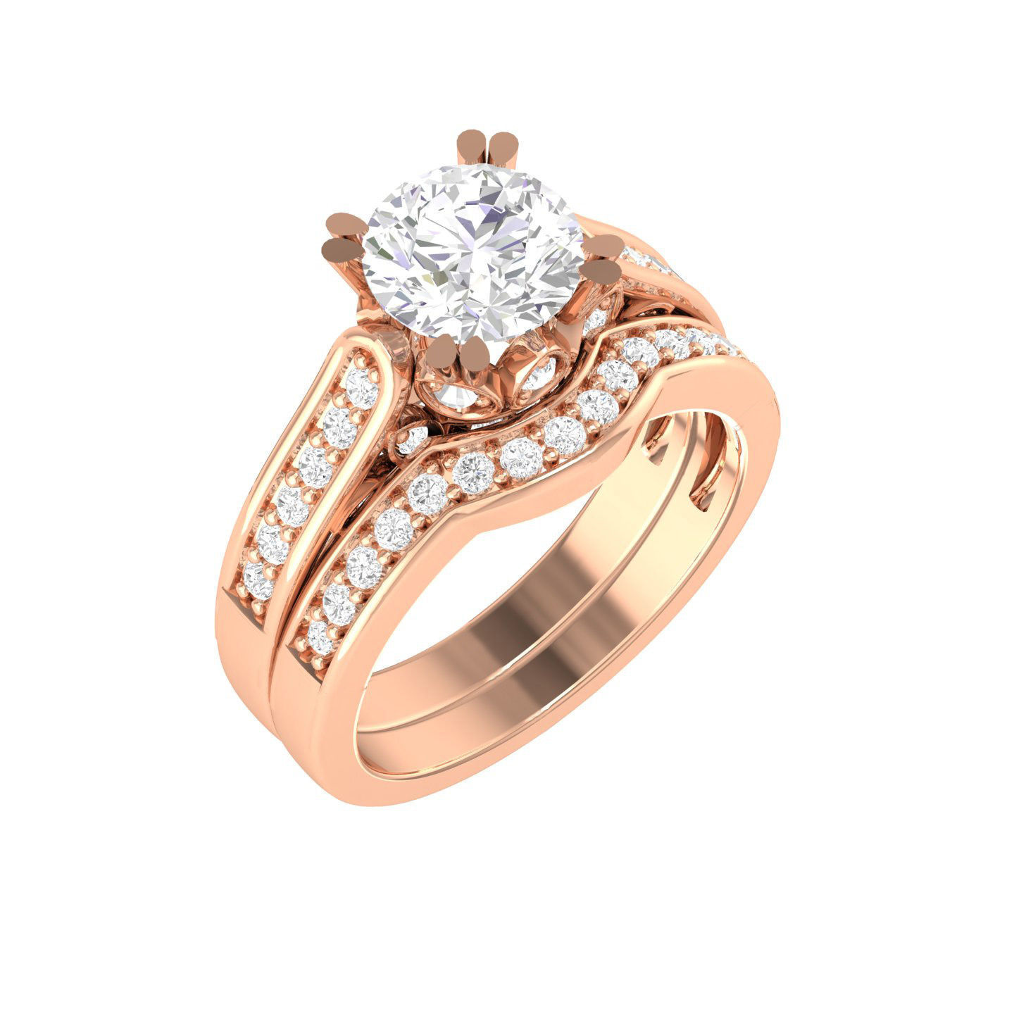 224  Solitaire Rings with bands 3dm stl renders details 3D Model Collection_196