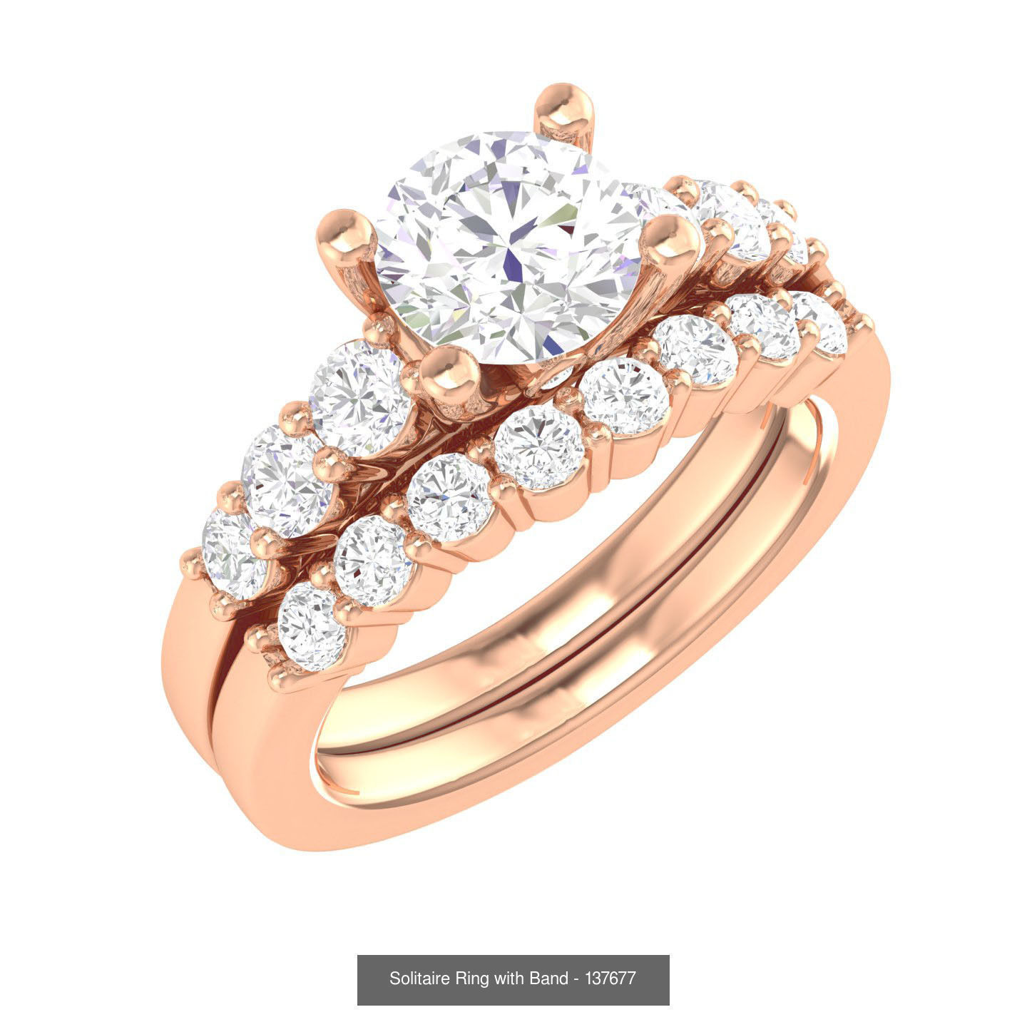 224  Solitaire Rings with bands 3dm stl renders details 3D Model Collection_123