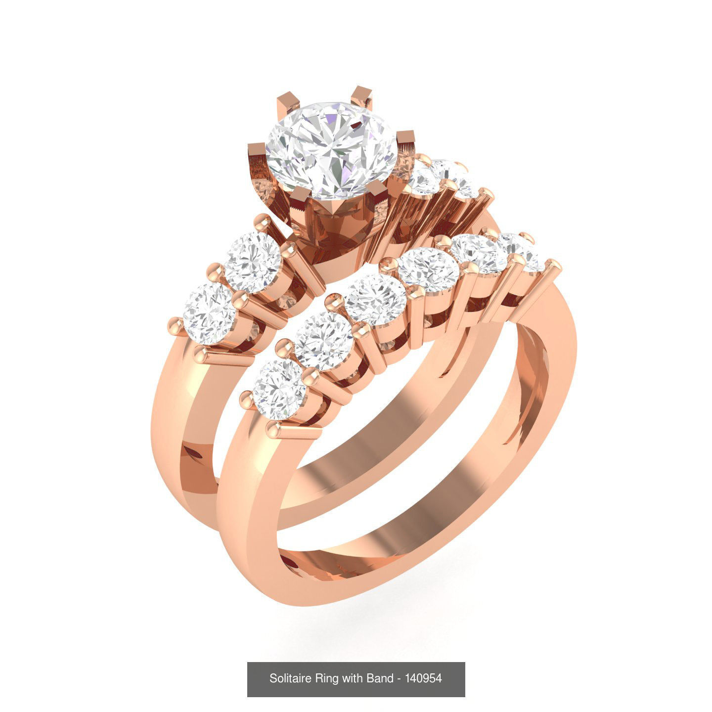 224  Solitaire Rings with bands 3dm stl renders details 3D Model Collection_21