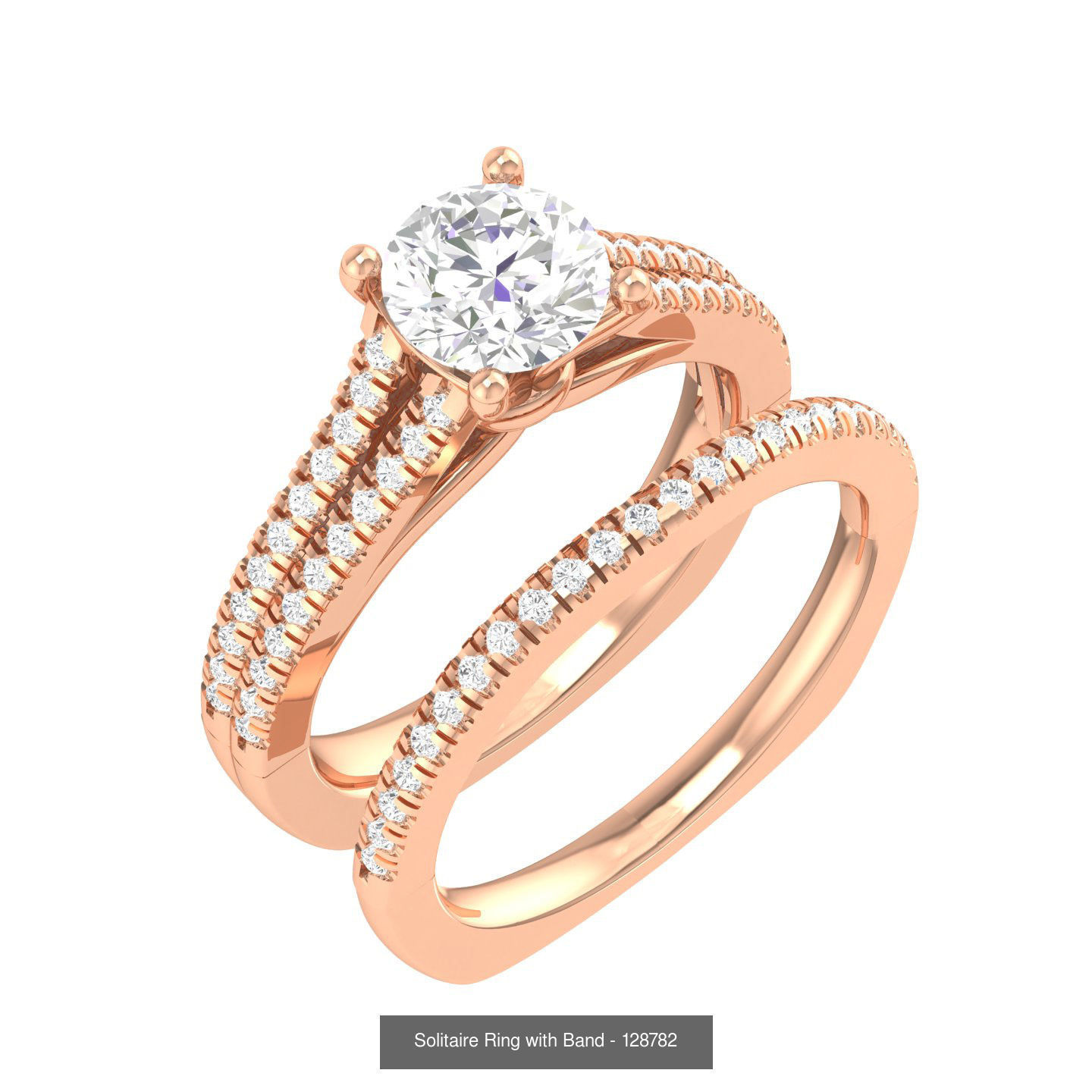 224  Solitaire Rings with bands 3dm stl renders details 3D Model Collection_314
