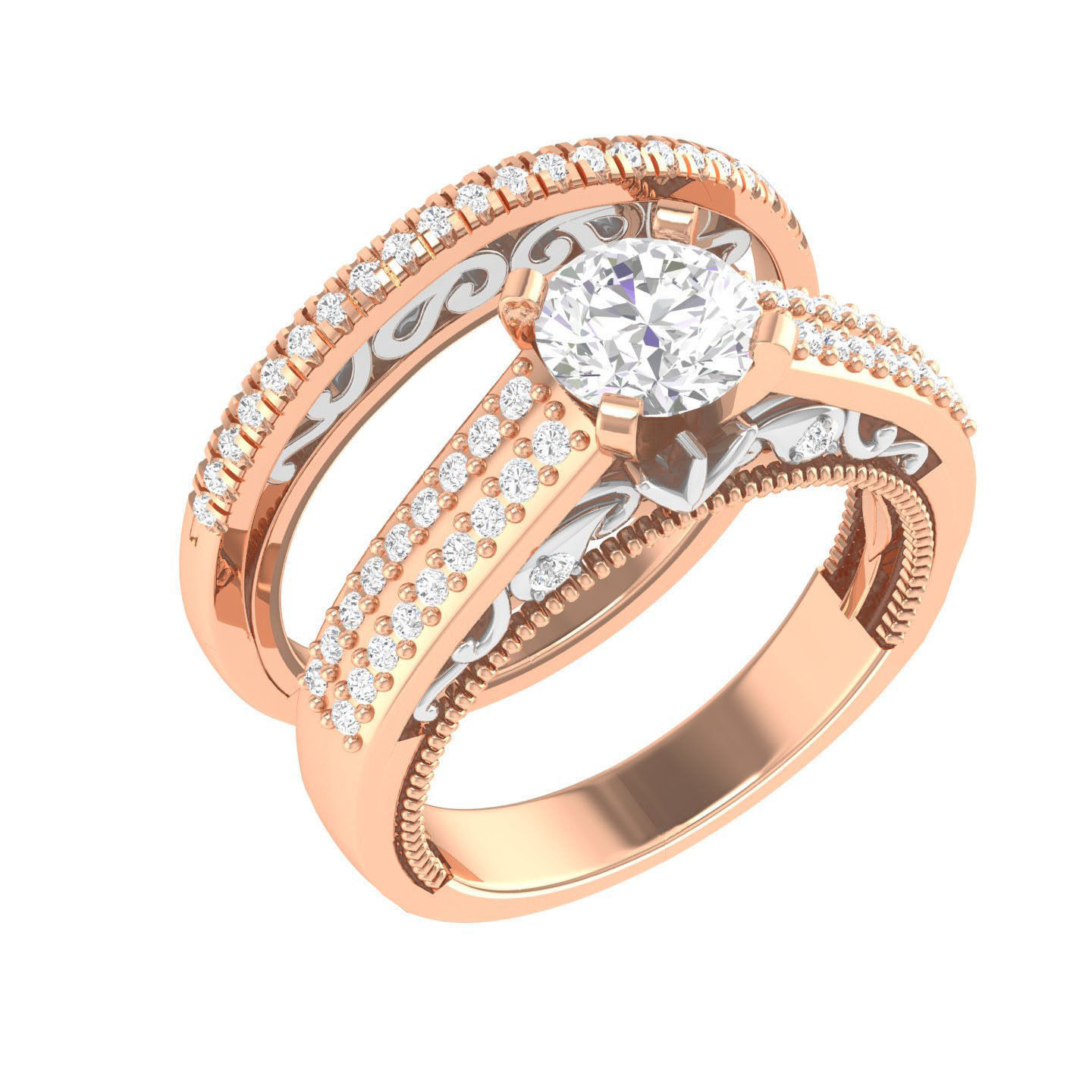 224  Solitaire Rings with bands 3dm stl renders details 3D Model Collection_164