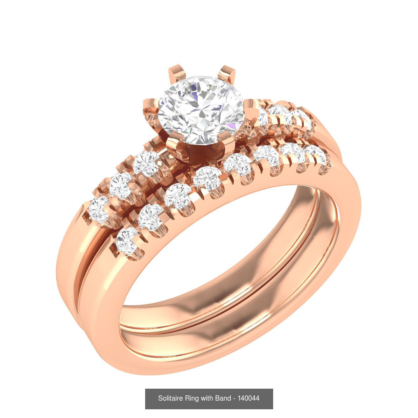 224  Solitaire Rings with bands 3dm stl renders details 3D Model Collection_51
