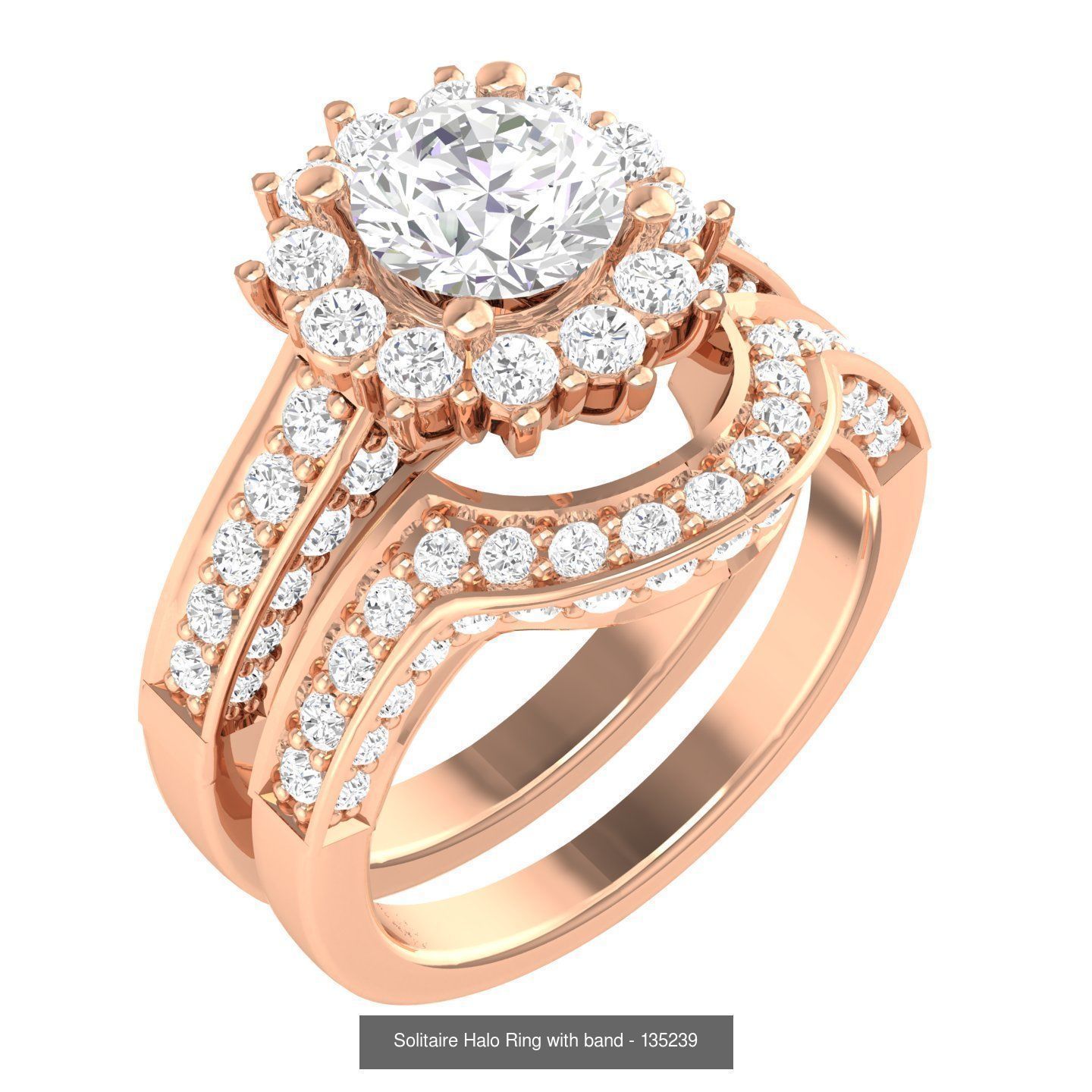 224  Solitaire Rings with bands 3dm stl renders details 3D Model Collection_300