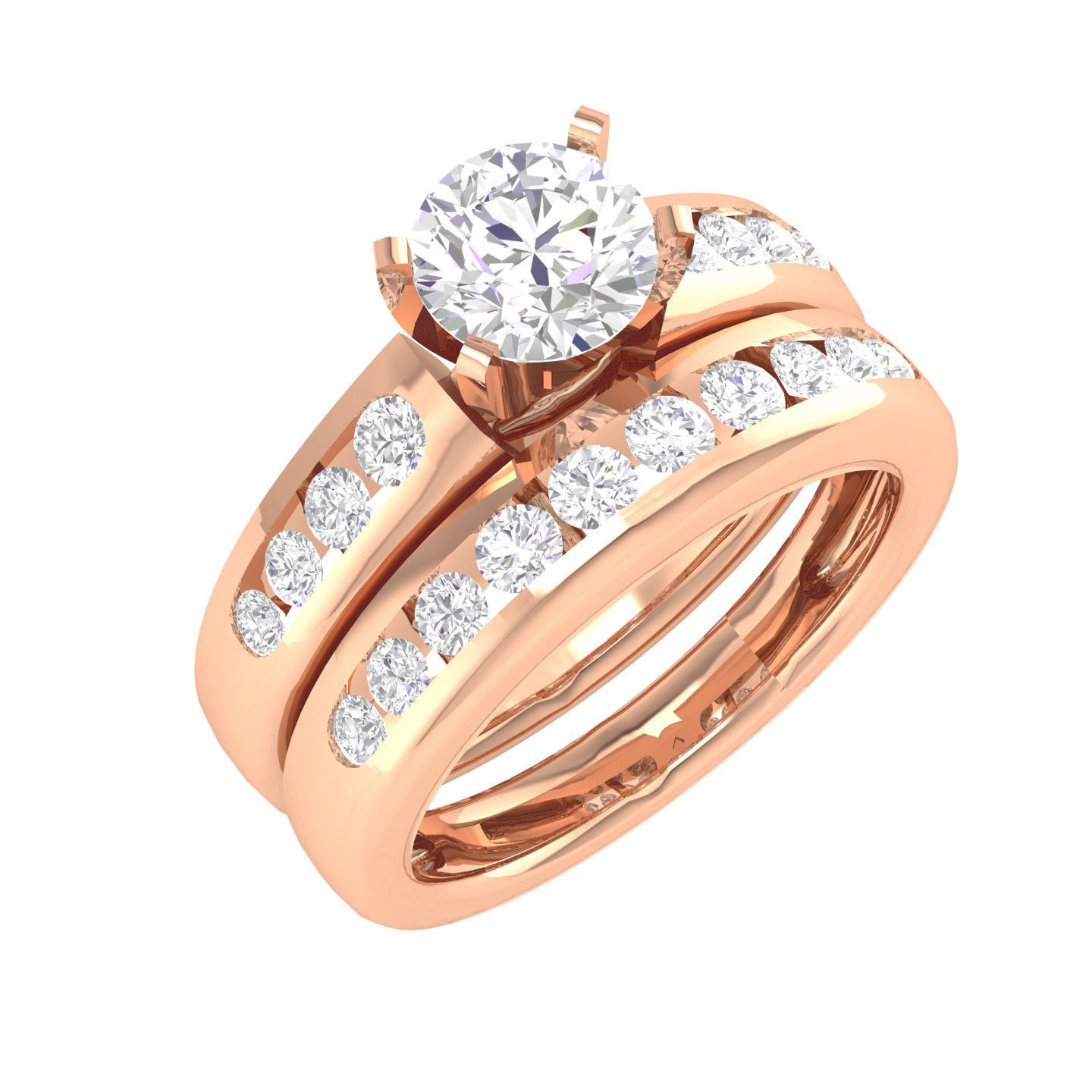 224  Solitaire Rings with bands 3dm stl renders details 3D Model Collection_292