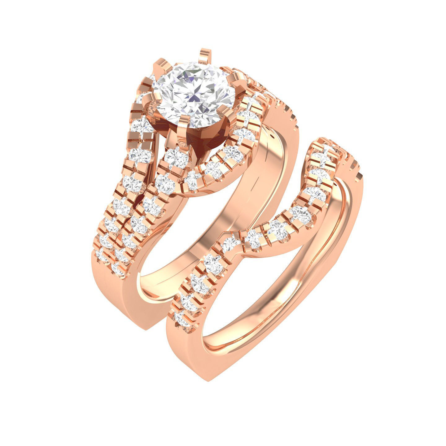 224  Solitaire Rings with bands 3dm stl renders details 3D Model Collection_226
