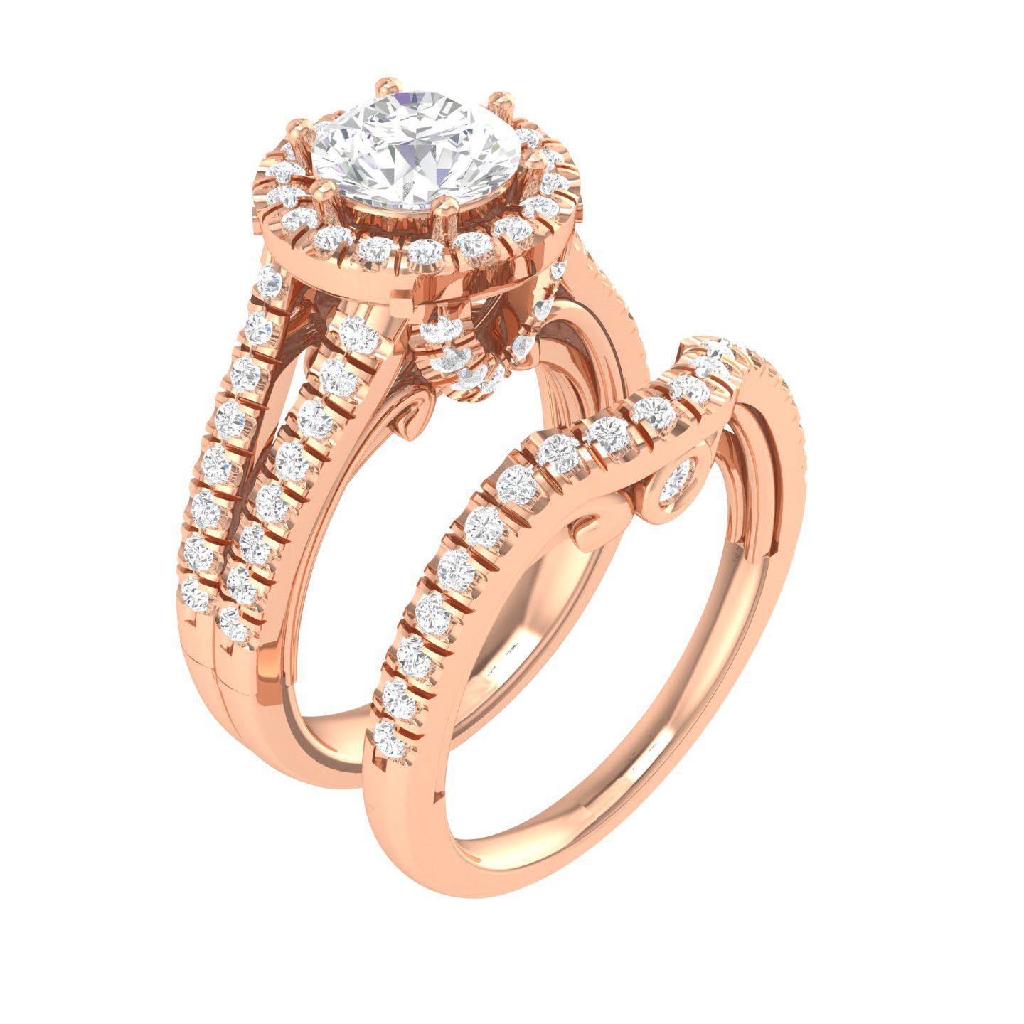 224  Solitaire Rings with bands 3dm stl renders details 3D Model Collection_124