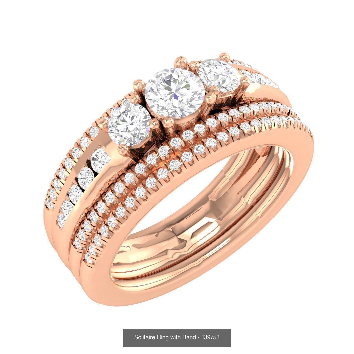224  Solitaire Rings with bands 3dm stl renders details 3D Model Collection_67