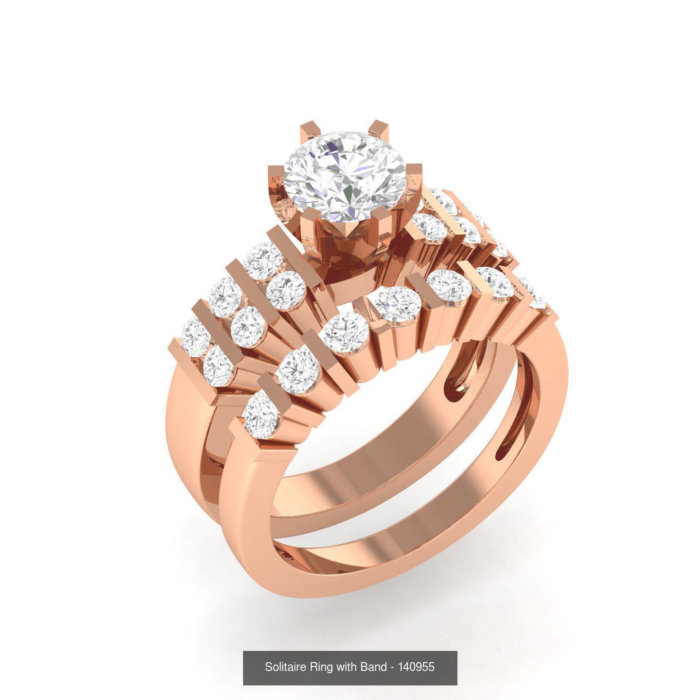 224  Solitaire Rings with bands 3dm stl renders details 3D Model Collection_19
