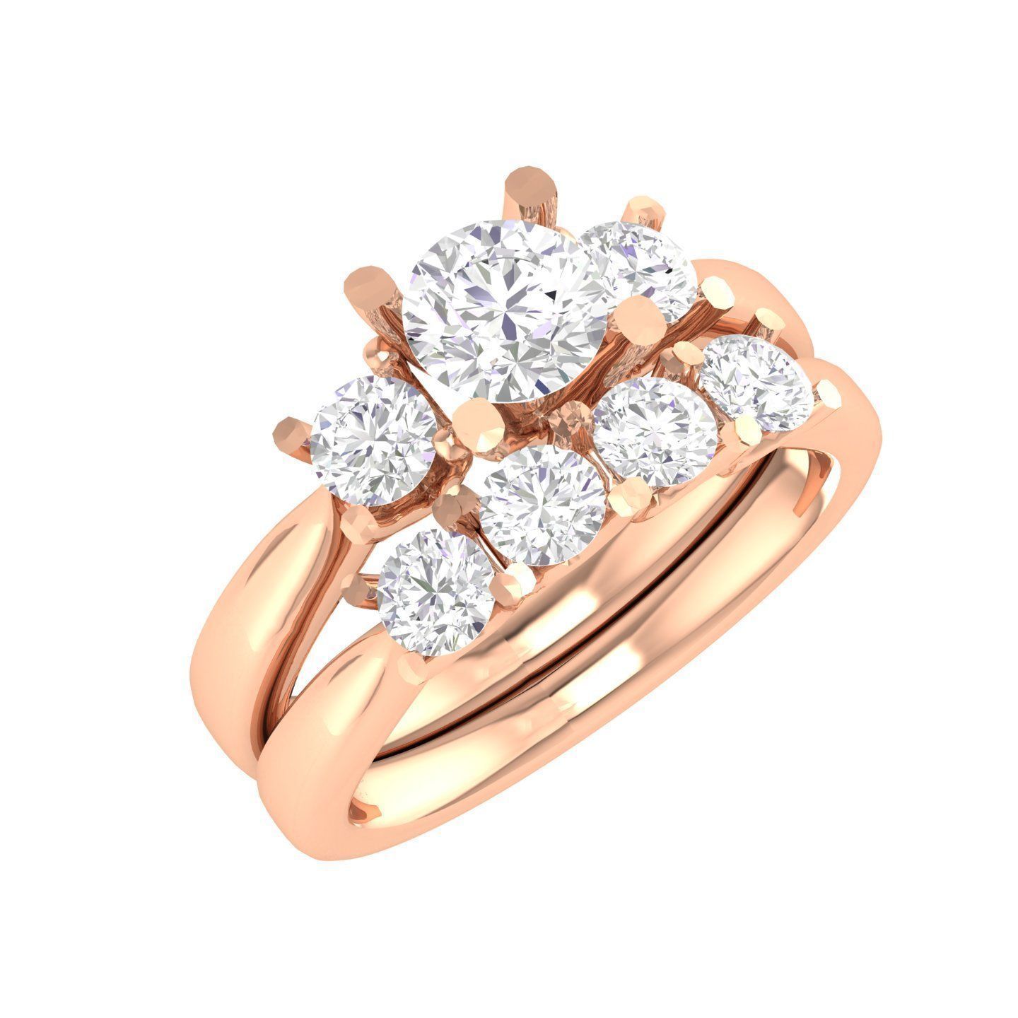 224  Solitaire Rings with bands 3dm stl renders details 3D Model Collection_148