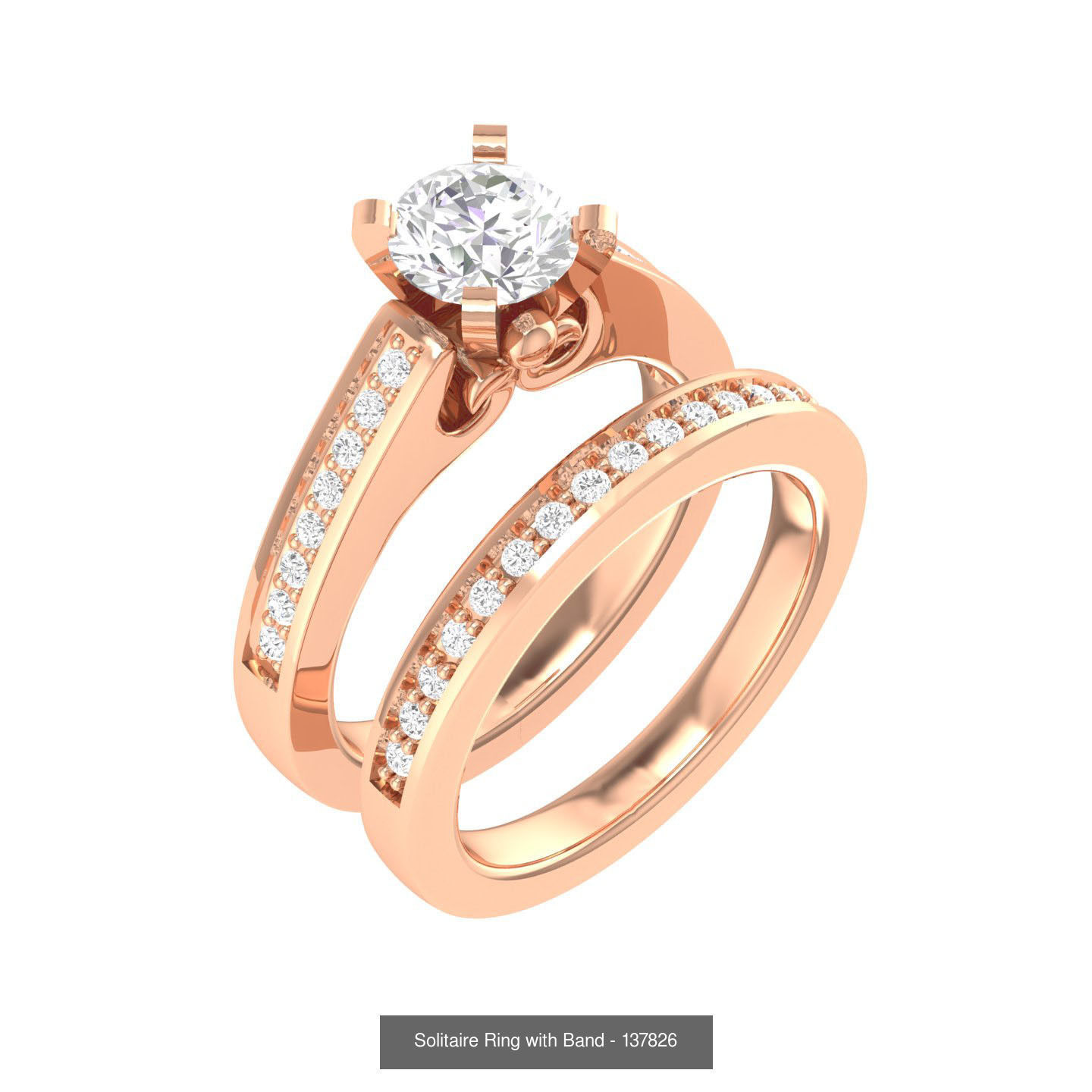 224  Solitaire Rings with bands 3dm stl renders details 3D Model Collection_113
