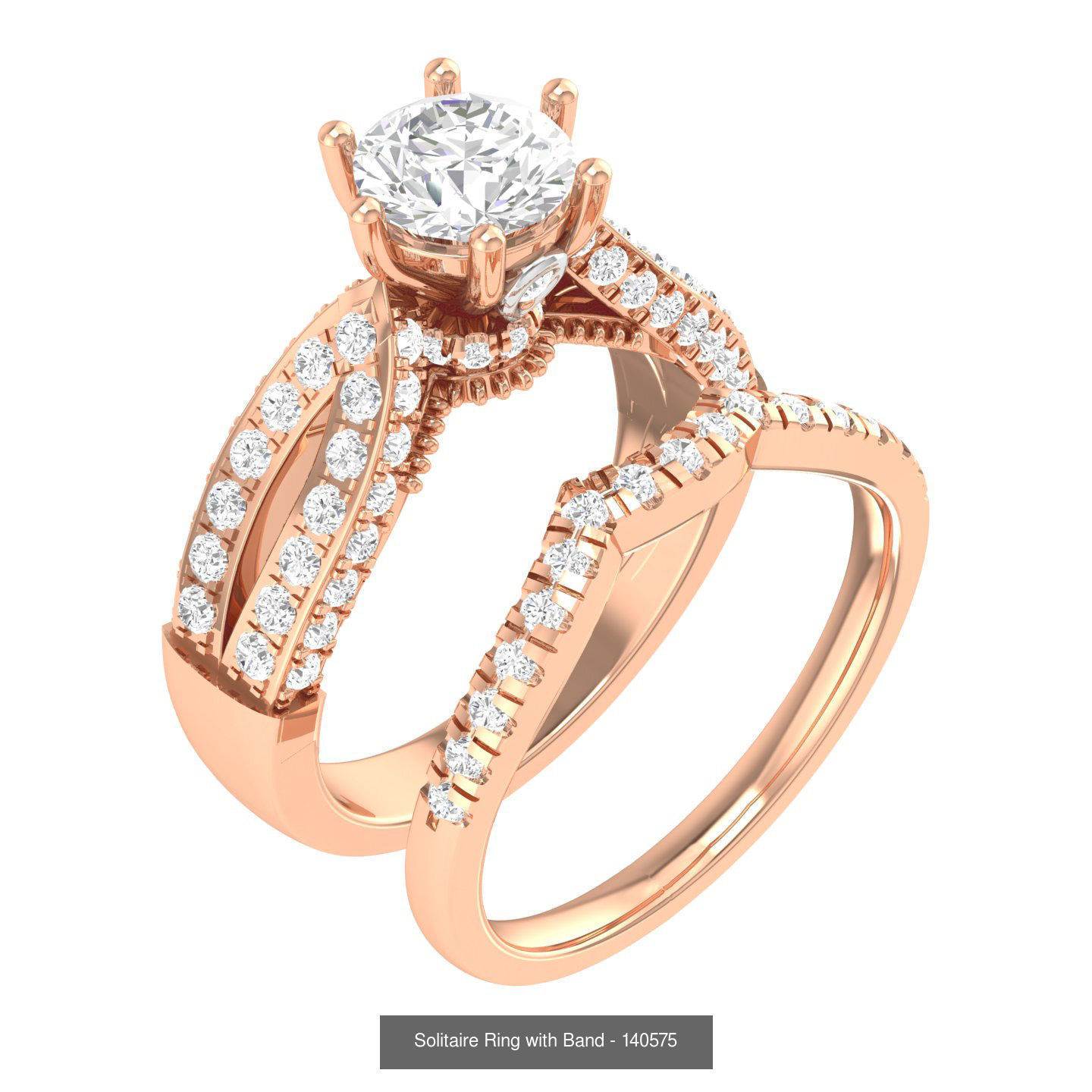 224  Solitaire Rings with bands 3dm stl renders details 3D Model Collection_25