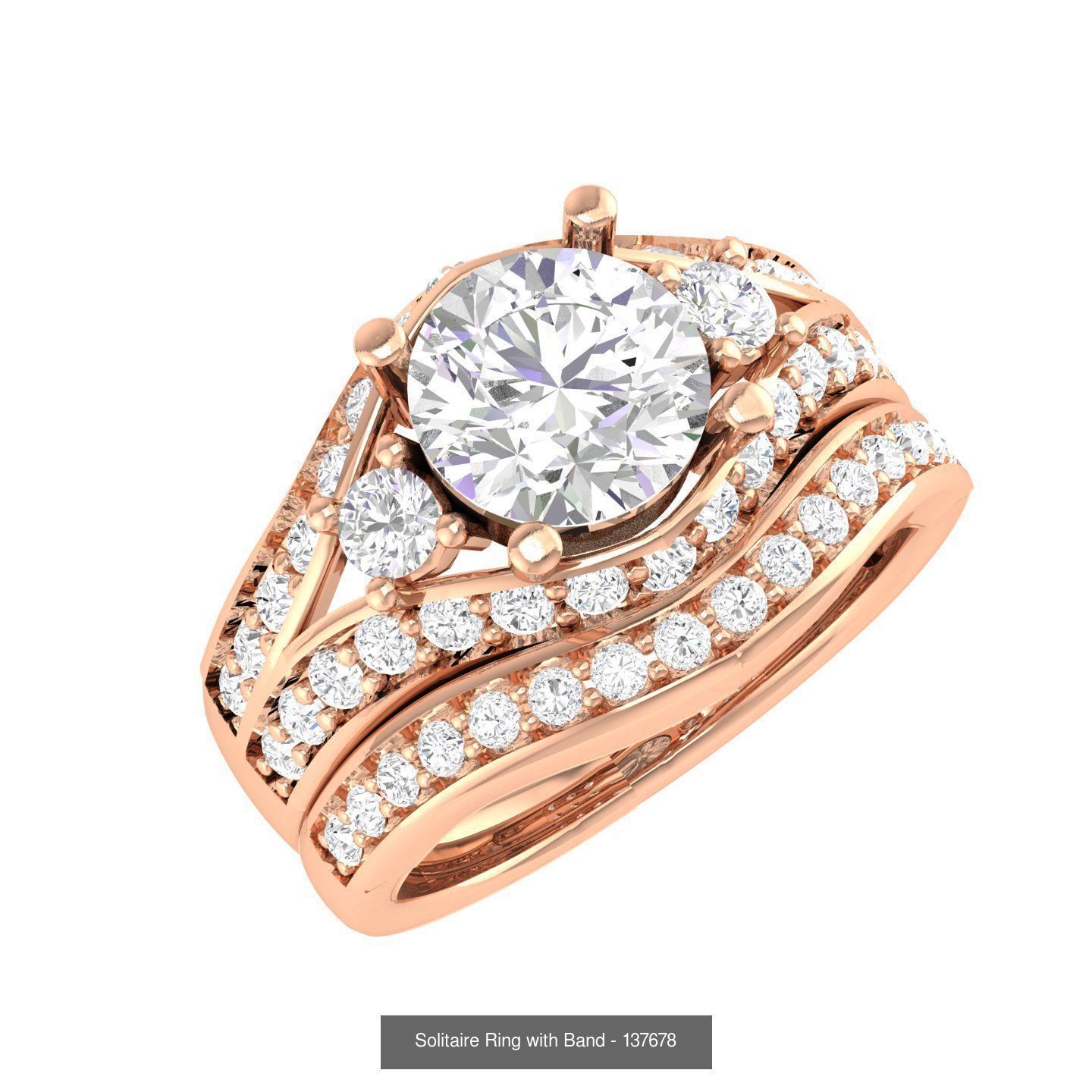 224  Solitaire Rings with bands 3dm stl renders details 3D Model Collection_121